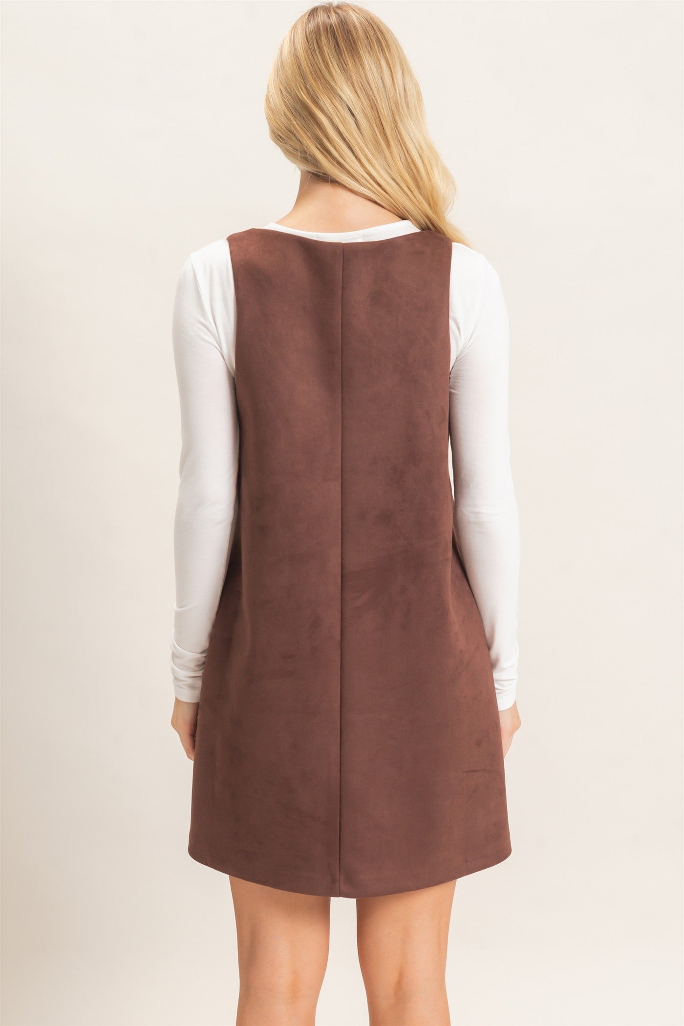 Wholesale Sleeveless Suede Mini Dress Dresses HF26F219 CHESTNUT HYFVE