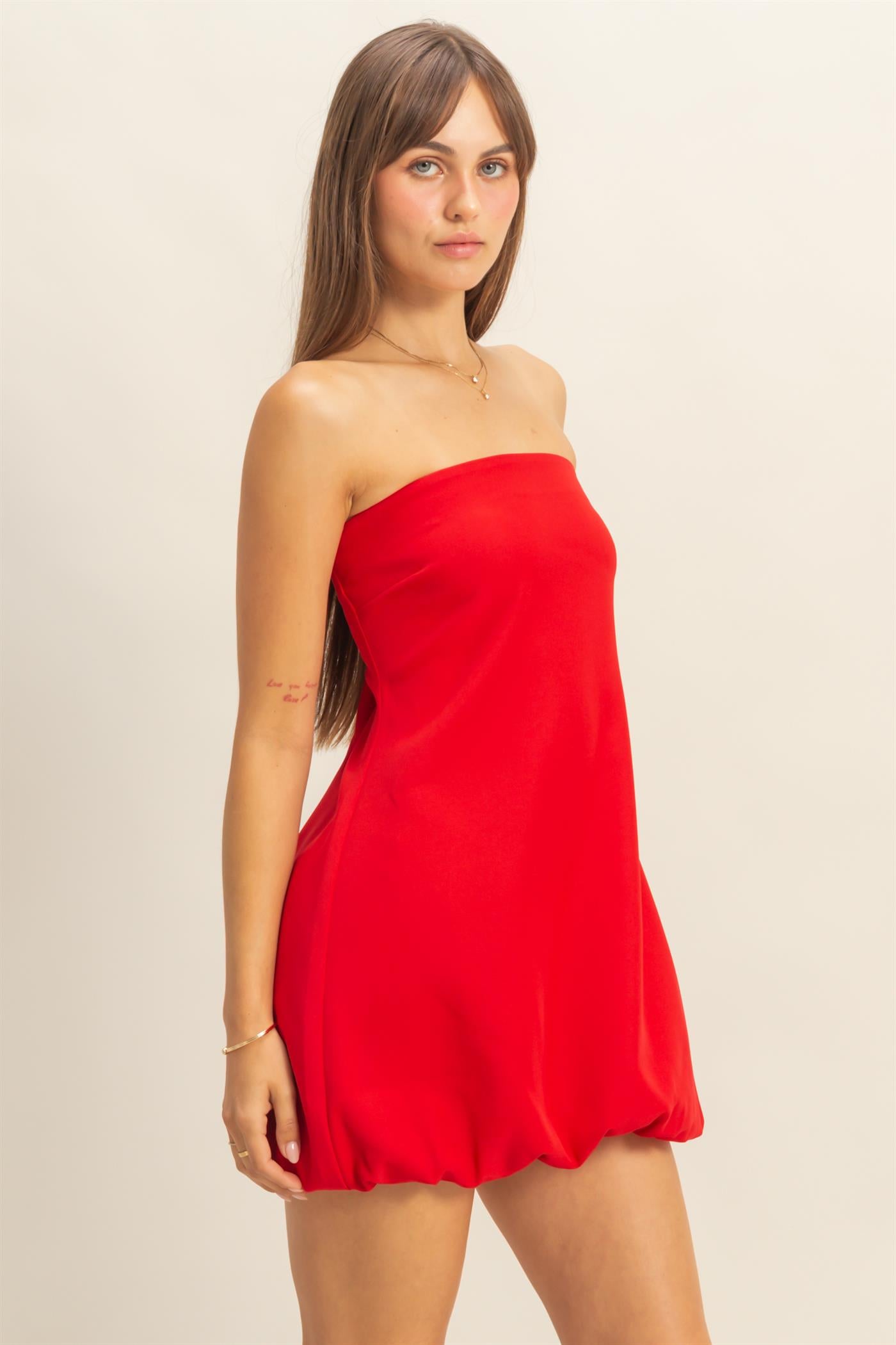 Wholesale Chic Blouson Mini Dress Dresses HF25E858 RED HYFVE