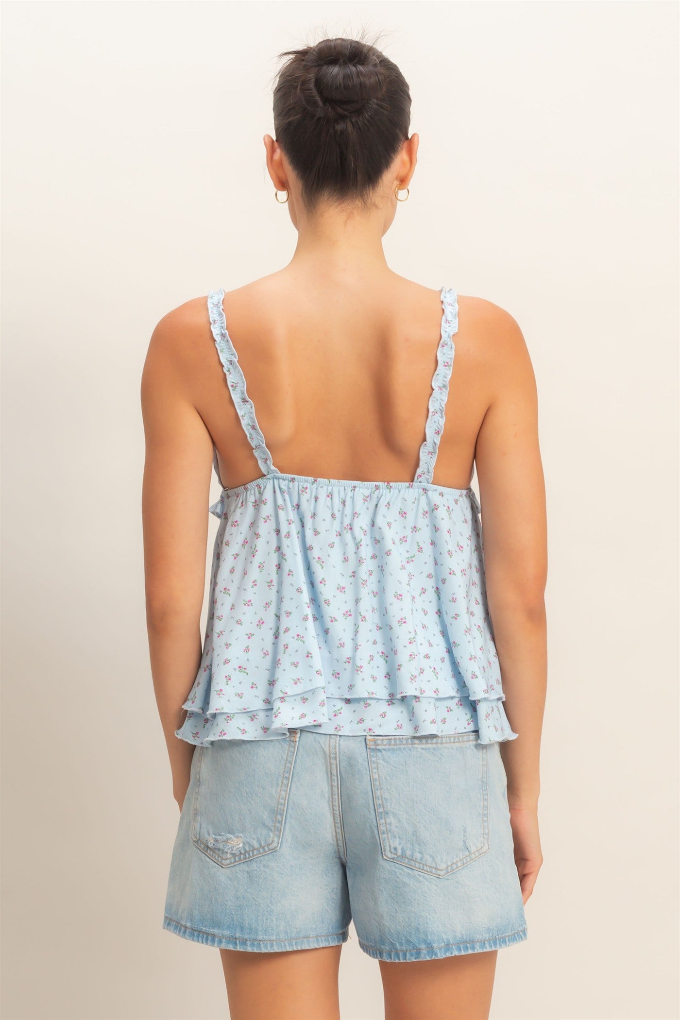 Wholesale Floral Tiered Top Tank Tops HF26C152 BLUE HYFVE