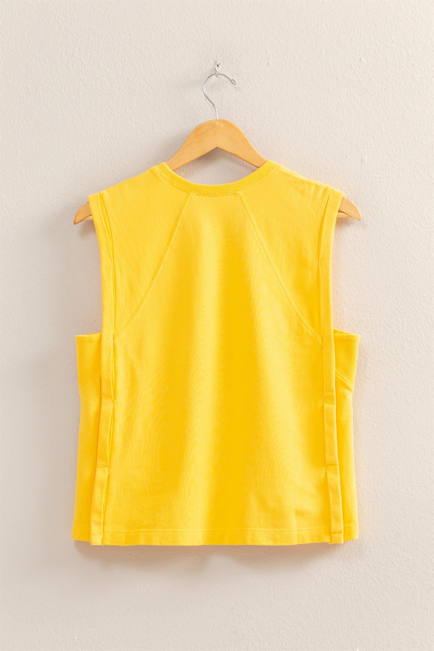 Wholesale Round Neck Sleeveless Boxy Top Clothing Tops DZ25C561 SUNFLOWER DOUBLE ZERO