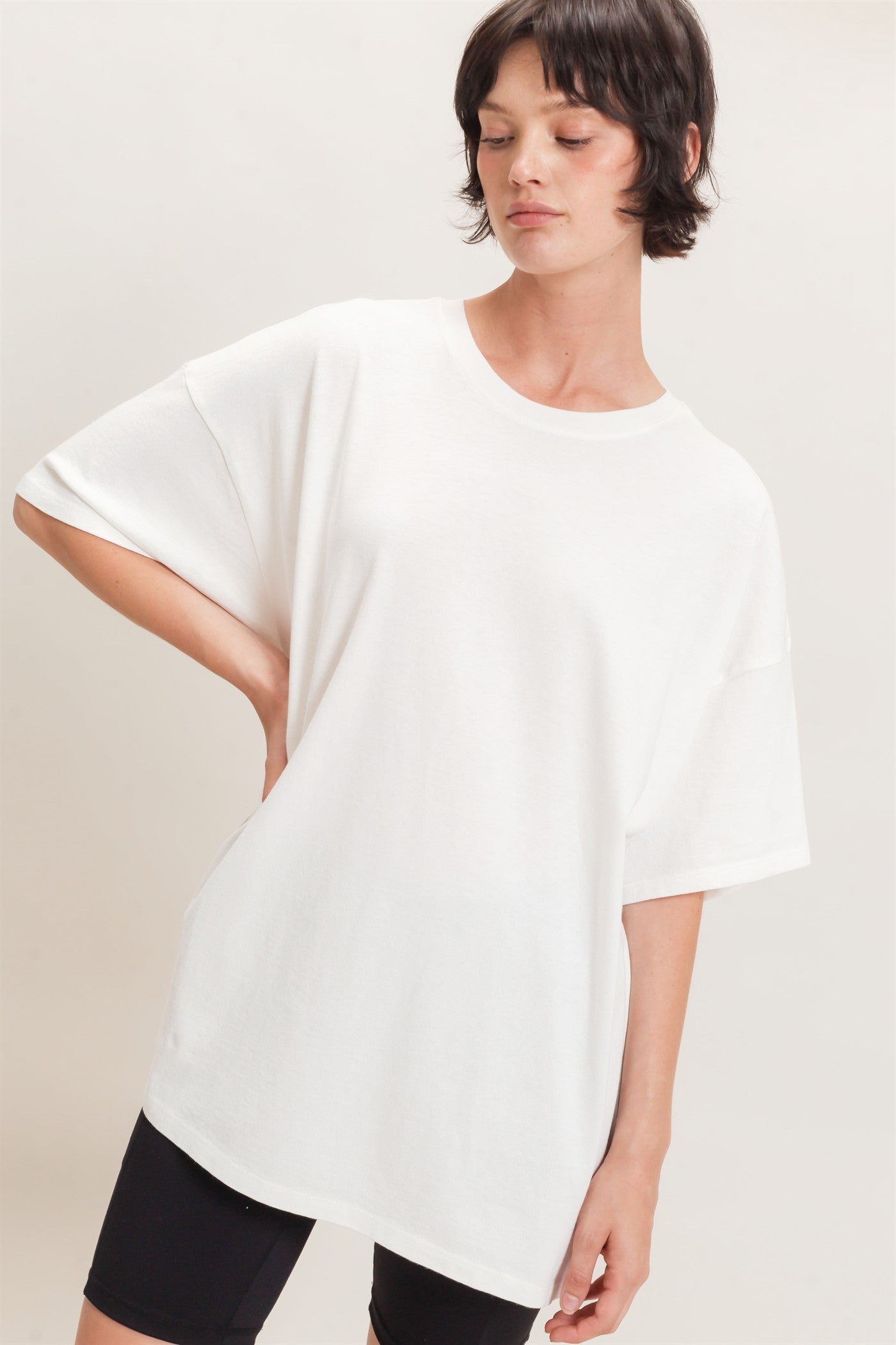 Wholesale Mineral Wash Oversized Crew Neck T-Shirts Clothing Tops DZ26C961 OFF WHITE DOUBLE ZERO