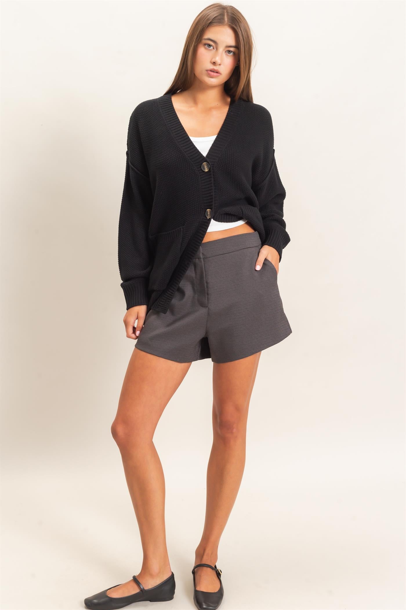 Wholesale Houndstooth Shorts Shorts DZ26F280 GRAY DOUBLE ZERO