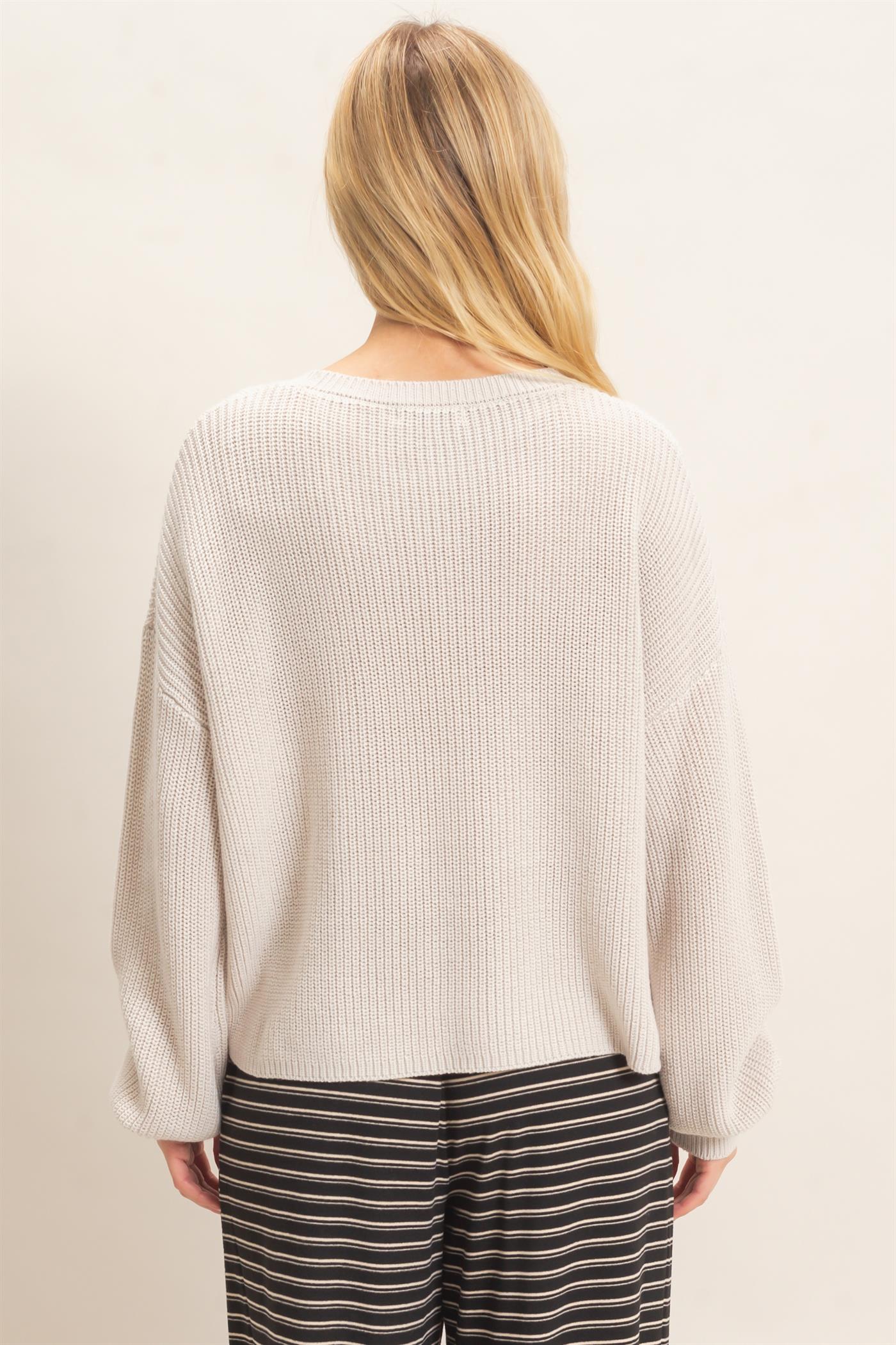Wholesale Ribbed Drop Shoulder Sweater Sweaters HF26F181 STONE HYFVE