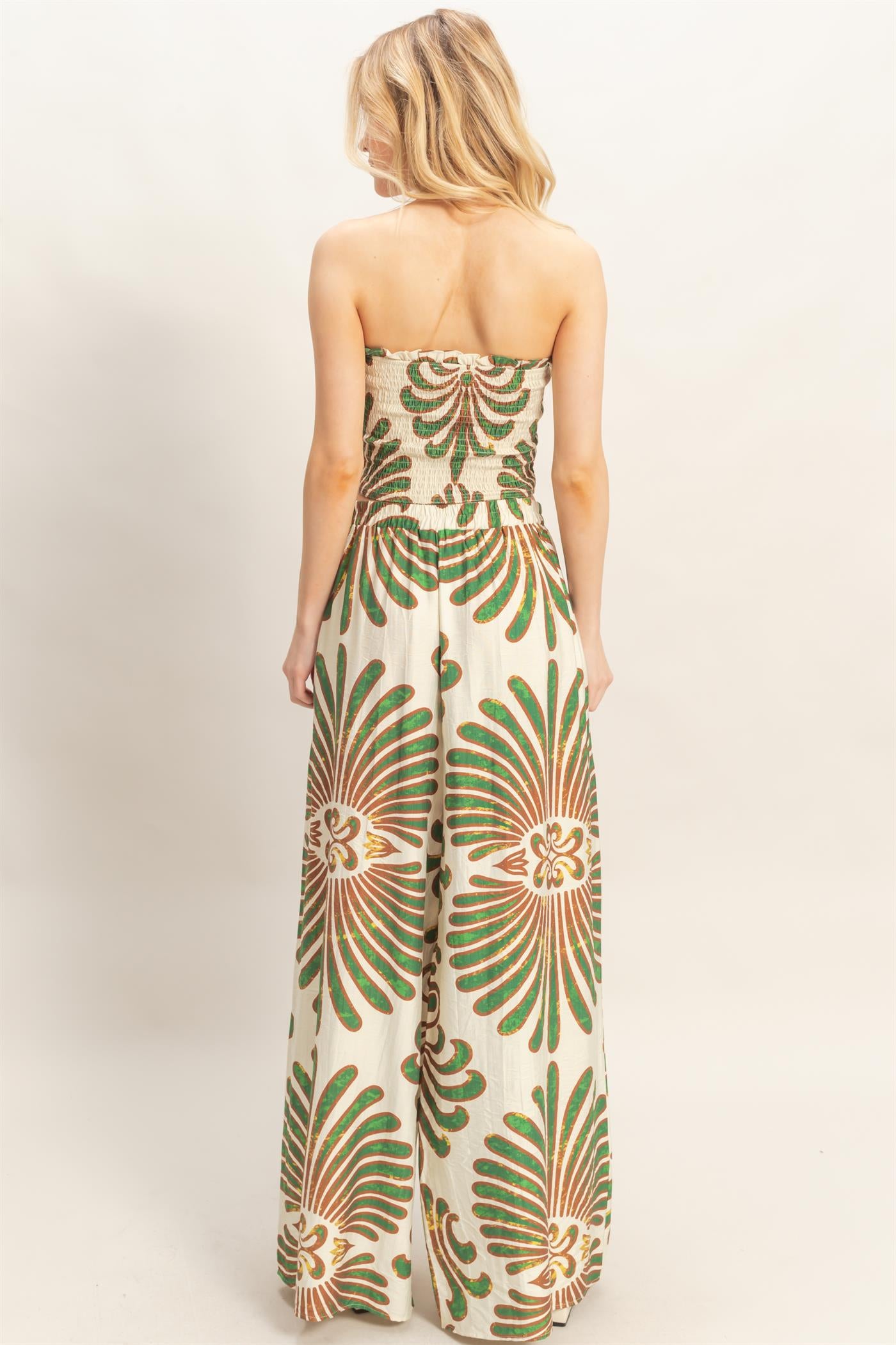 Wholesale Printed Tube Top & Pants Set Clothing HF26A164-SET GREEN HYFVE