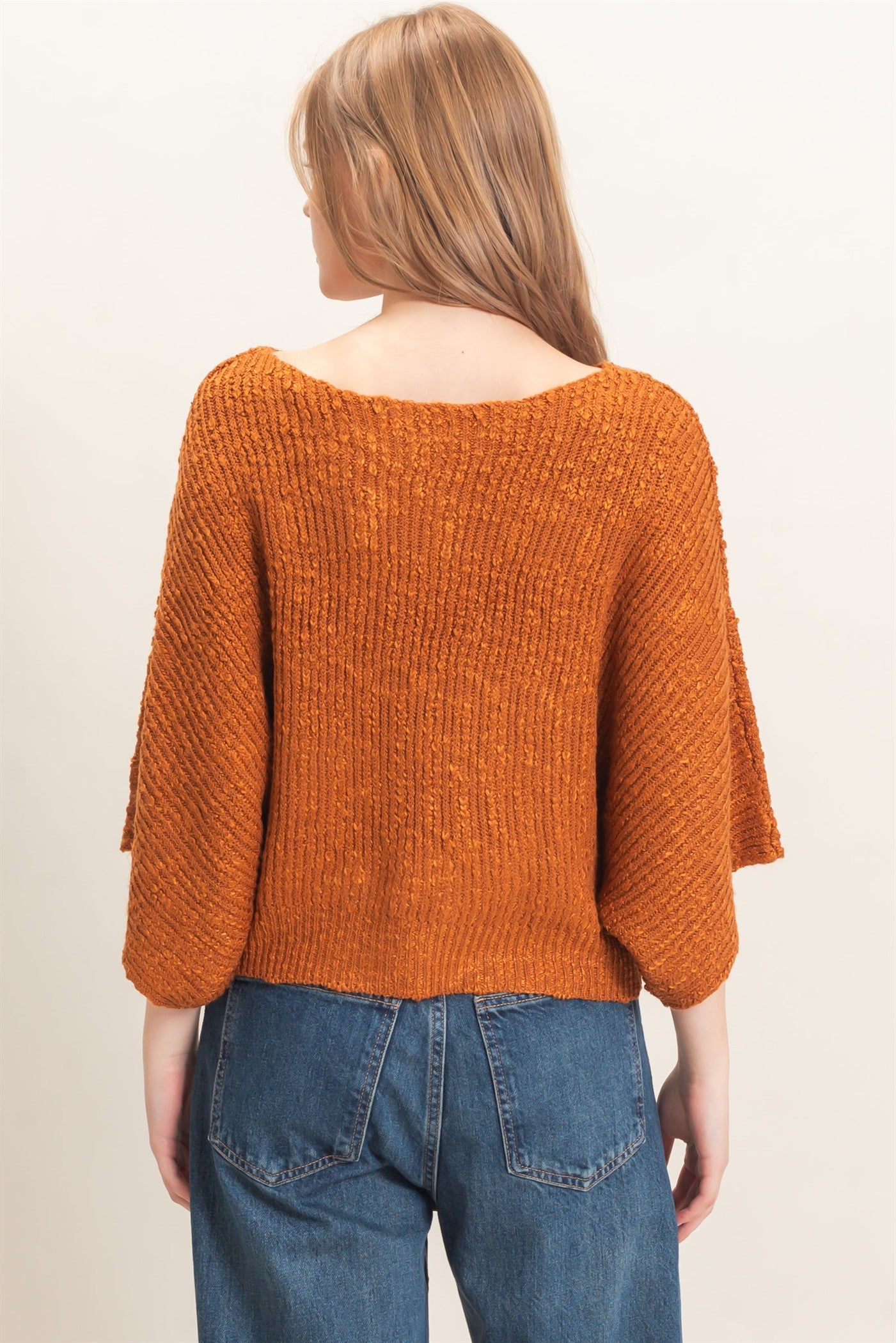 Wholesale Ribbed Boat Neck Sweater Sweaters HF26F201 BROWN HYFVE