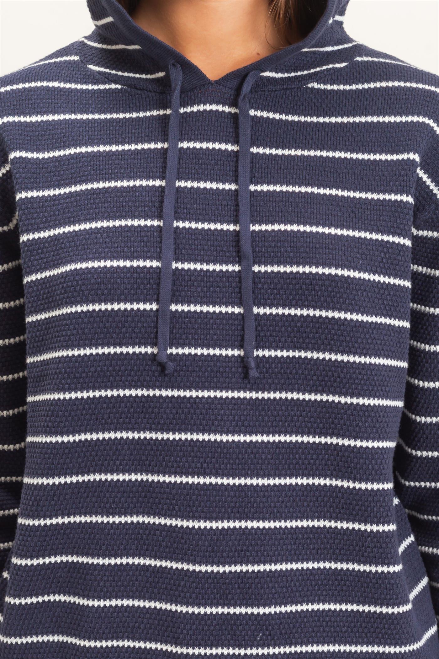 Wholesale Striped Hooded Sweater Hoodies DZ26C972 NAVY DOUBLE ZERO