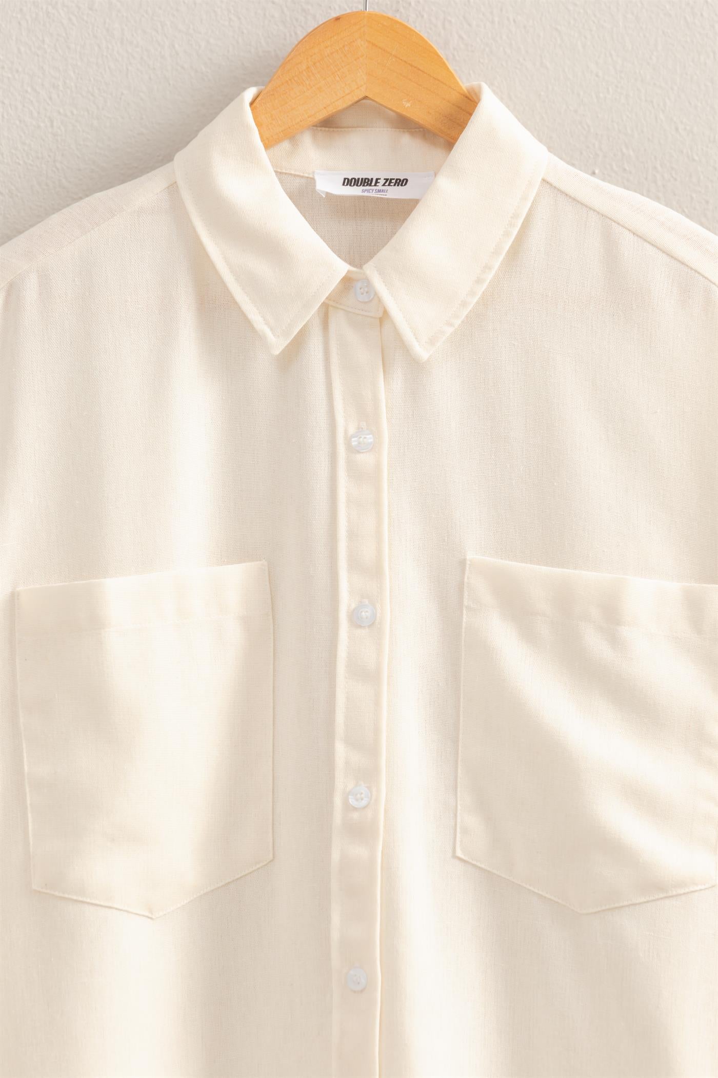 Wholesale Sand Washed Relaxed Long Sleeve Shirt Clothing Tops DZ24C609 WHITE DOUBLE ZERO