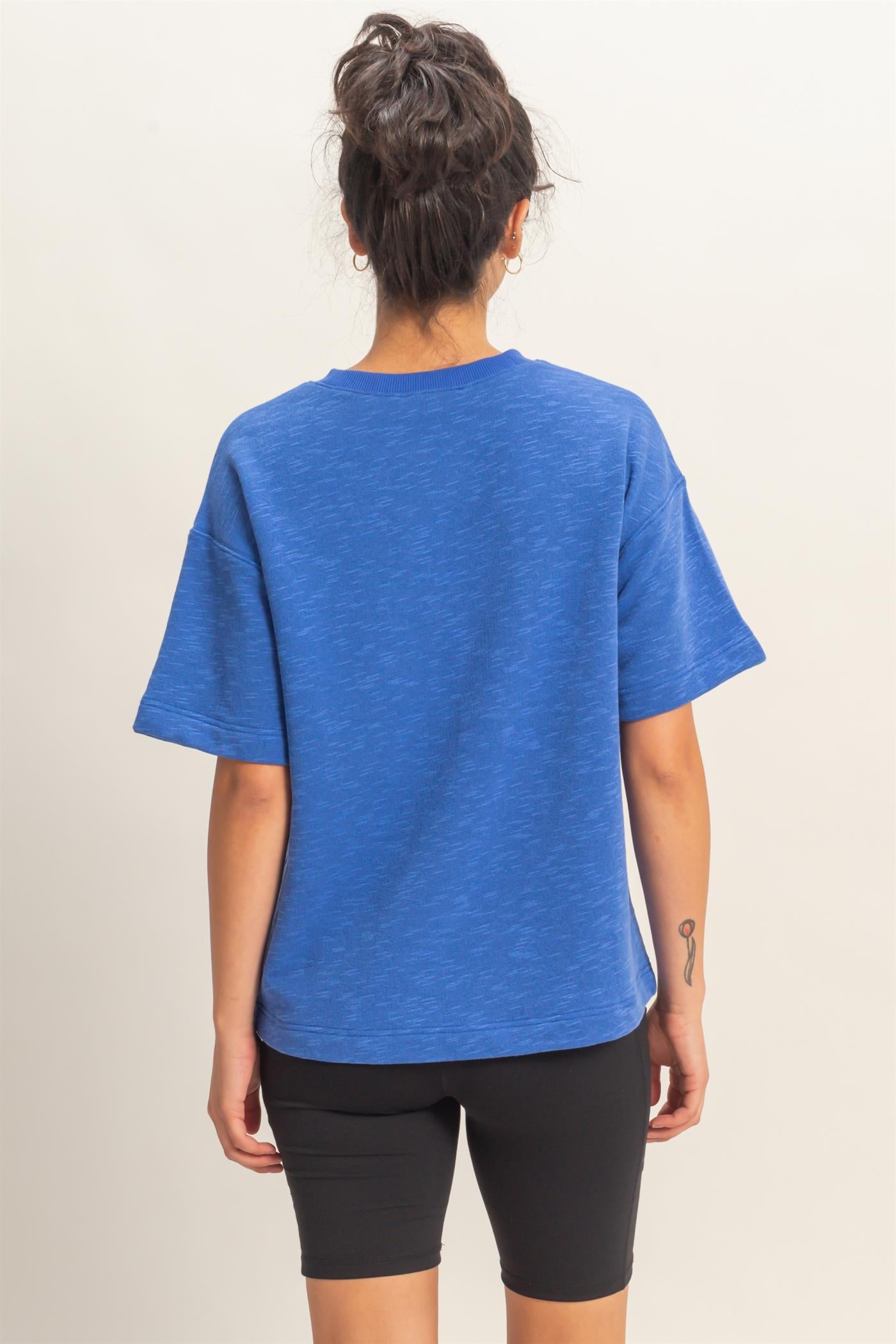 Wholesale Crew Neck Short Sleeve Top Clothing Tops DZ26A891 COBALT DOUBLE ZERO