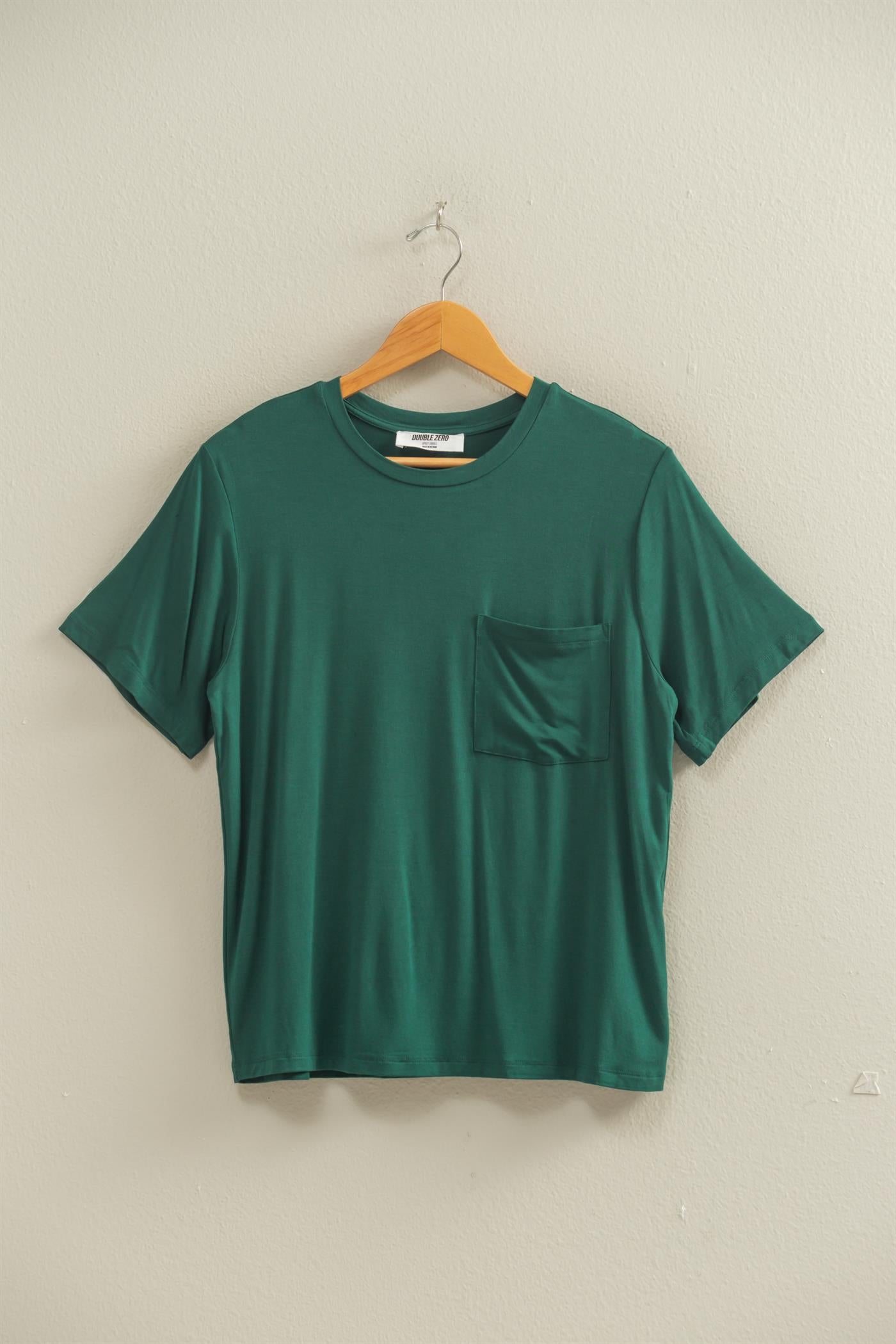 Wholesale Classic Crew Neck Short Sleeve Pocket Top T-Shirts DZ25C922 DARK GREEN DOUBLE ZERO
