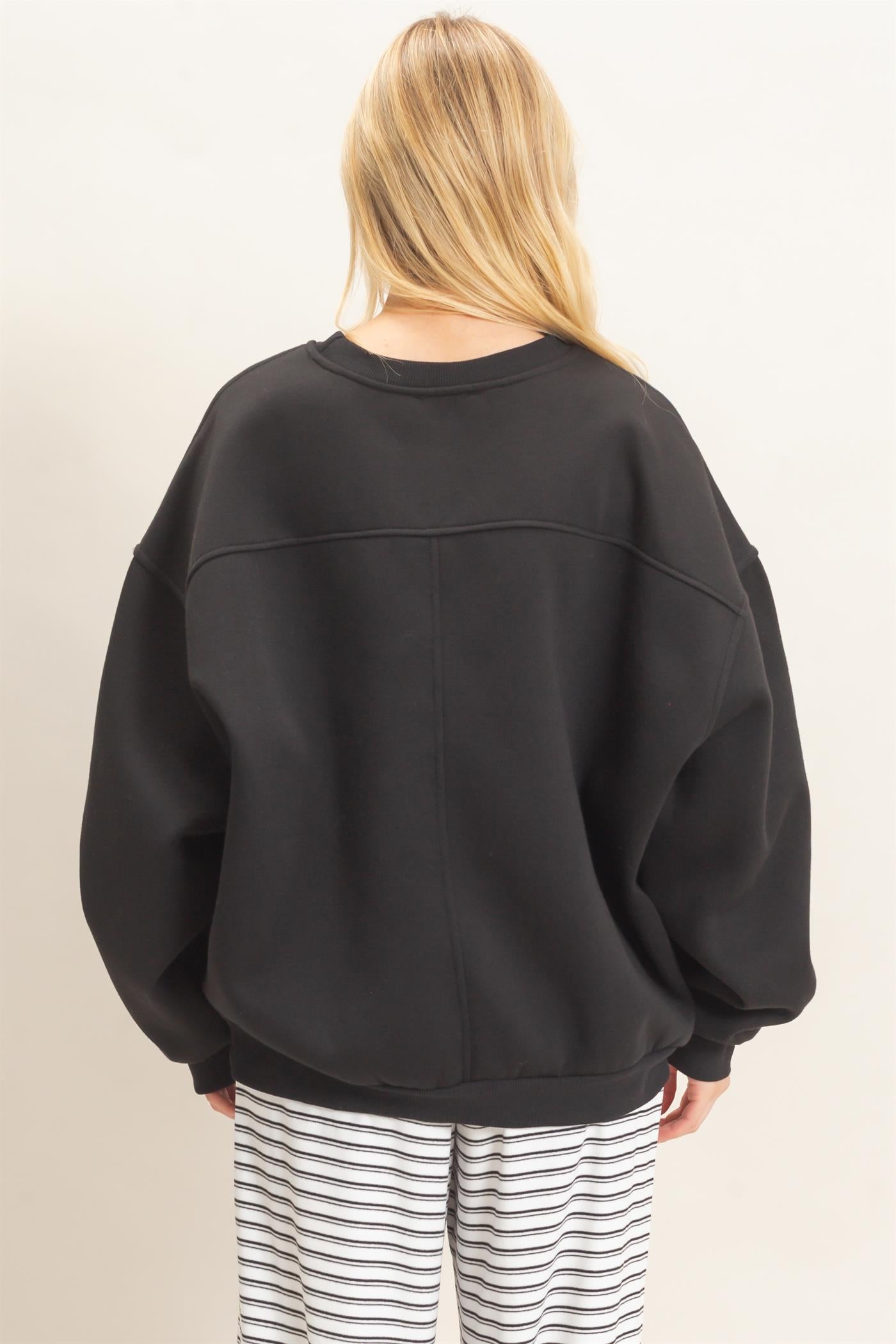 Wholesale Oversized Dropped Shoulder Sweatshirt Sweatshirts HF26F141 BLACK HYFVE