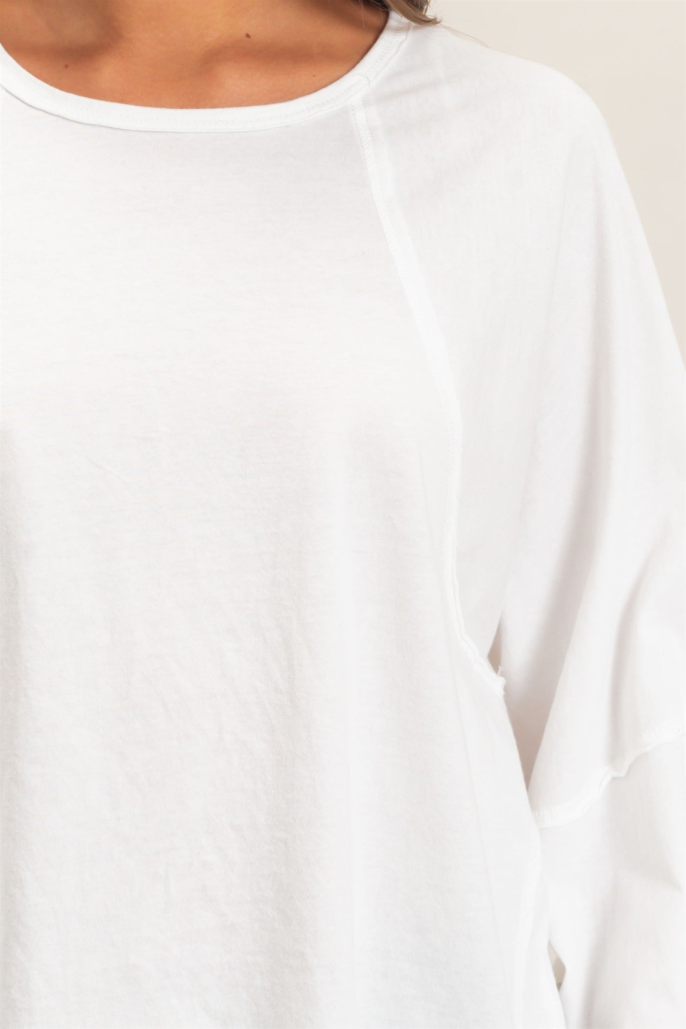 Wholesale Raglan Sleeve Snow Wash Top Shirts DZ26E945 WHITE DOUBLE ZERO