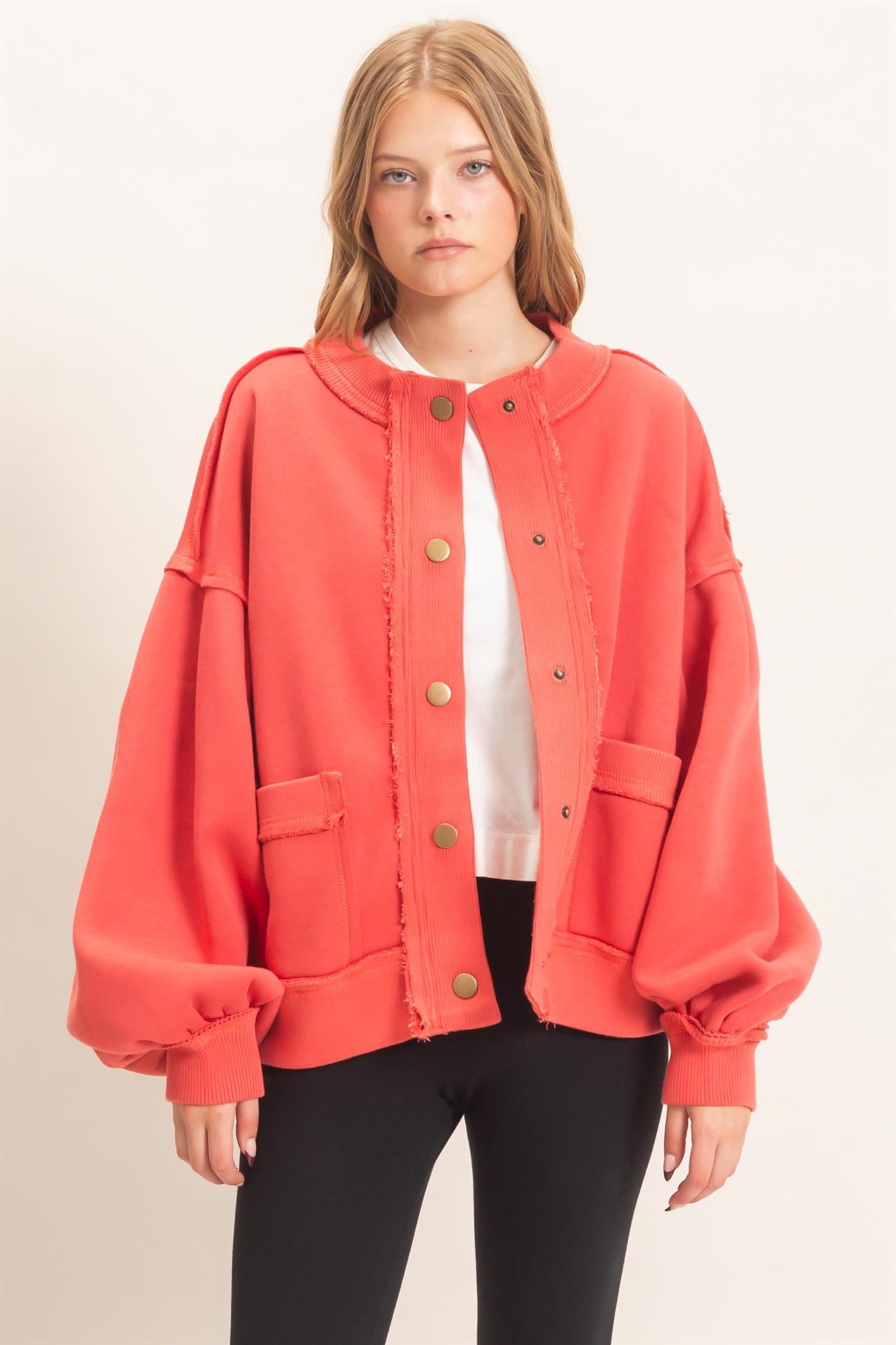 Wholesale Snap Front Jacket Coats & Jackets HF26E003 TOMATO HYFVE