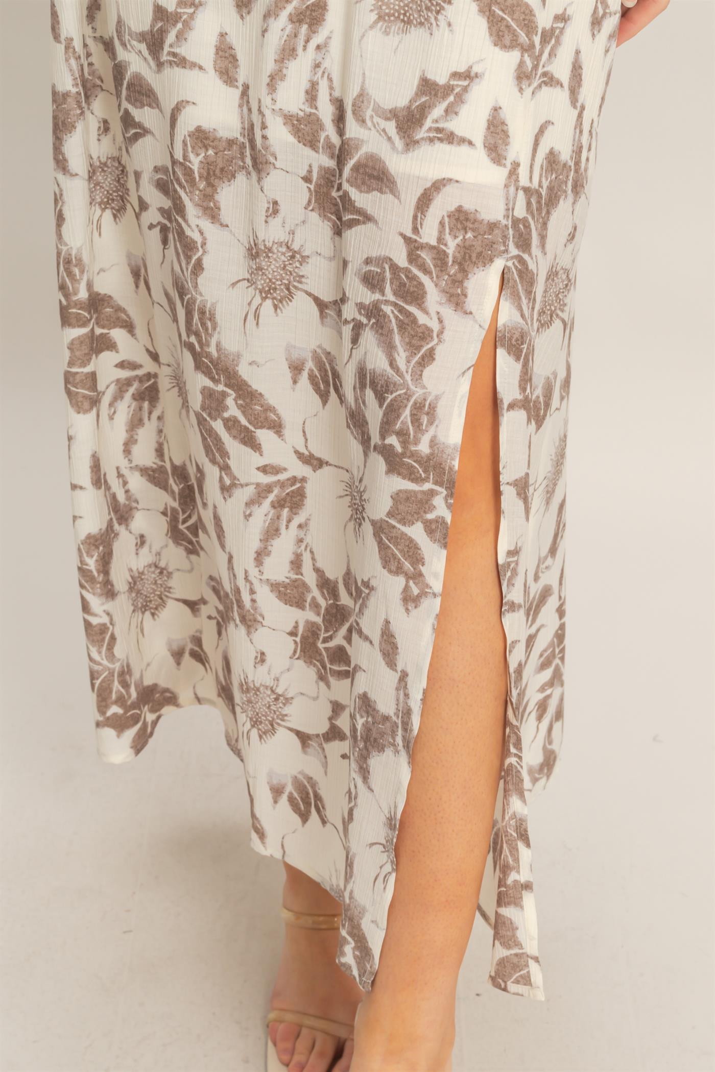 Wholesale Floral Halter Neck Dress Dresses HF26C752 CHARCOAL HYFVE