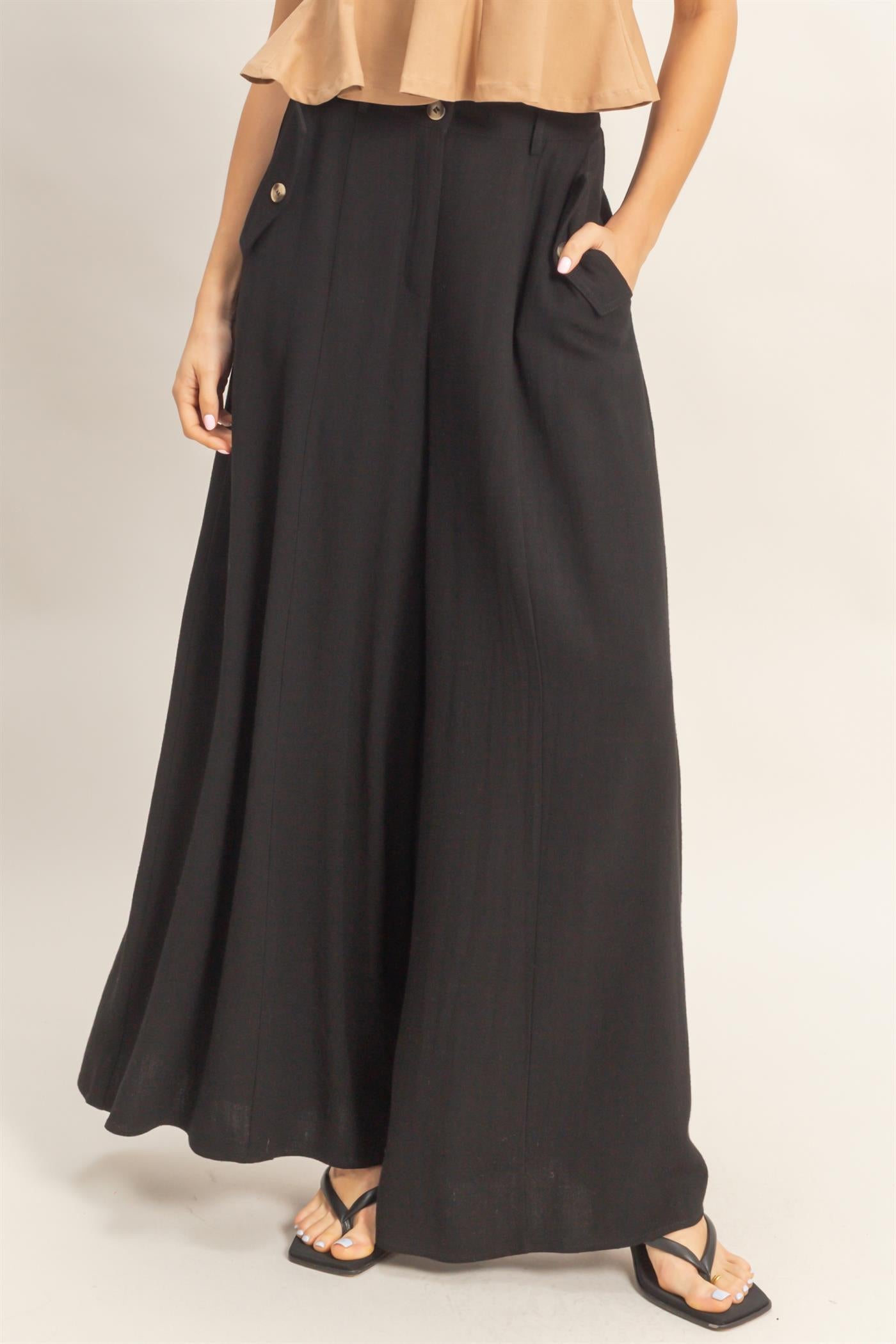 Wholesale Wide-Leg Flap Pocket Pants Pants HF26C302 BLACK HYFVE