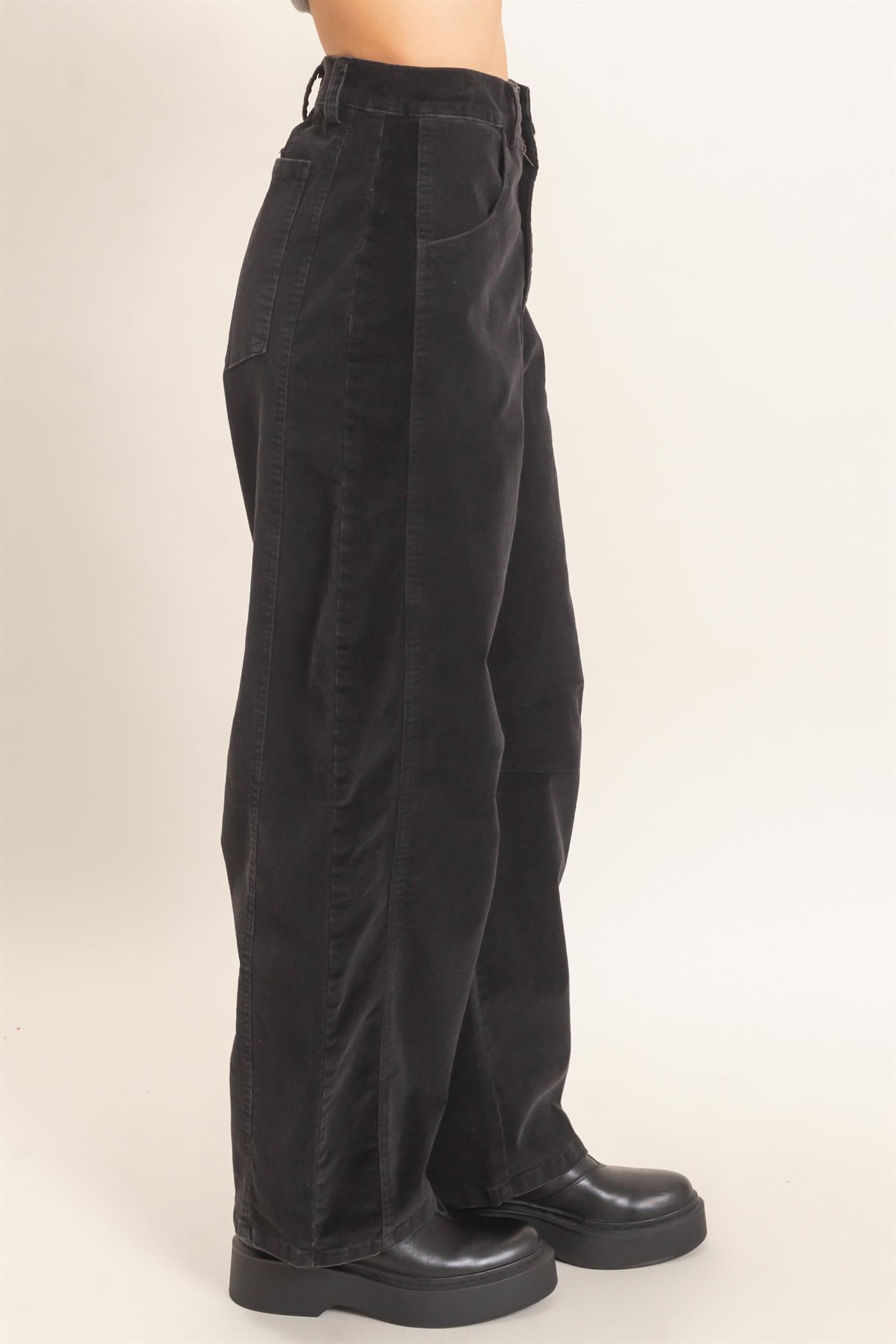 Wholesale Mineral Wash Wide-Leg Pants Pants HF26F238 BLACK HYFVE
