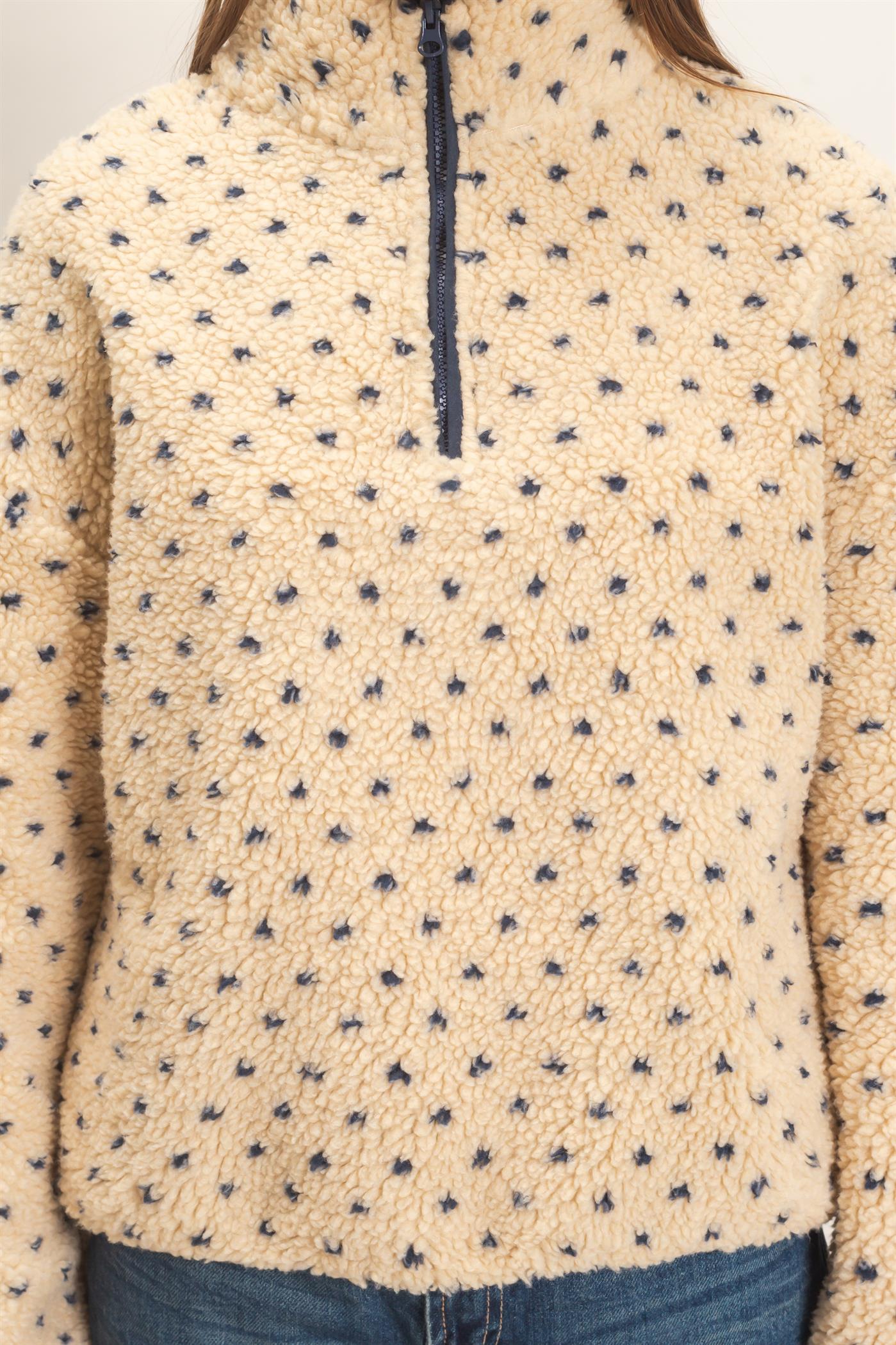Wholesale Polka Dot Sherpa Half-Zip Pullover Coats & Jackets DZ26F161 NAVY DOUBLE ZERO