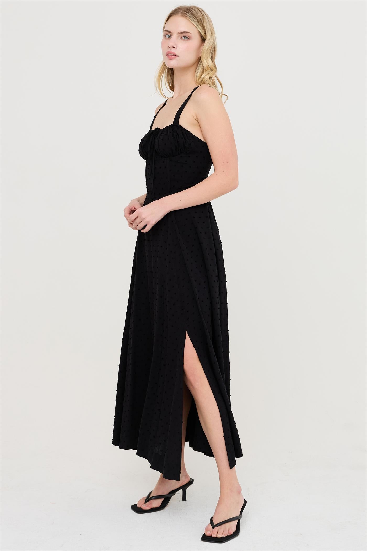 Wholesale Boned Tie-Back Dress Dresses HF25E875 BLACK HYFVE