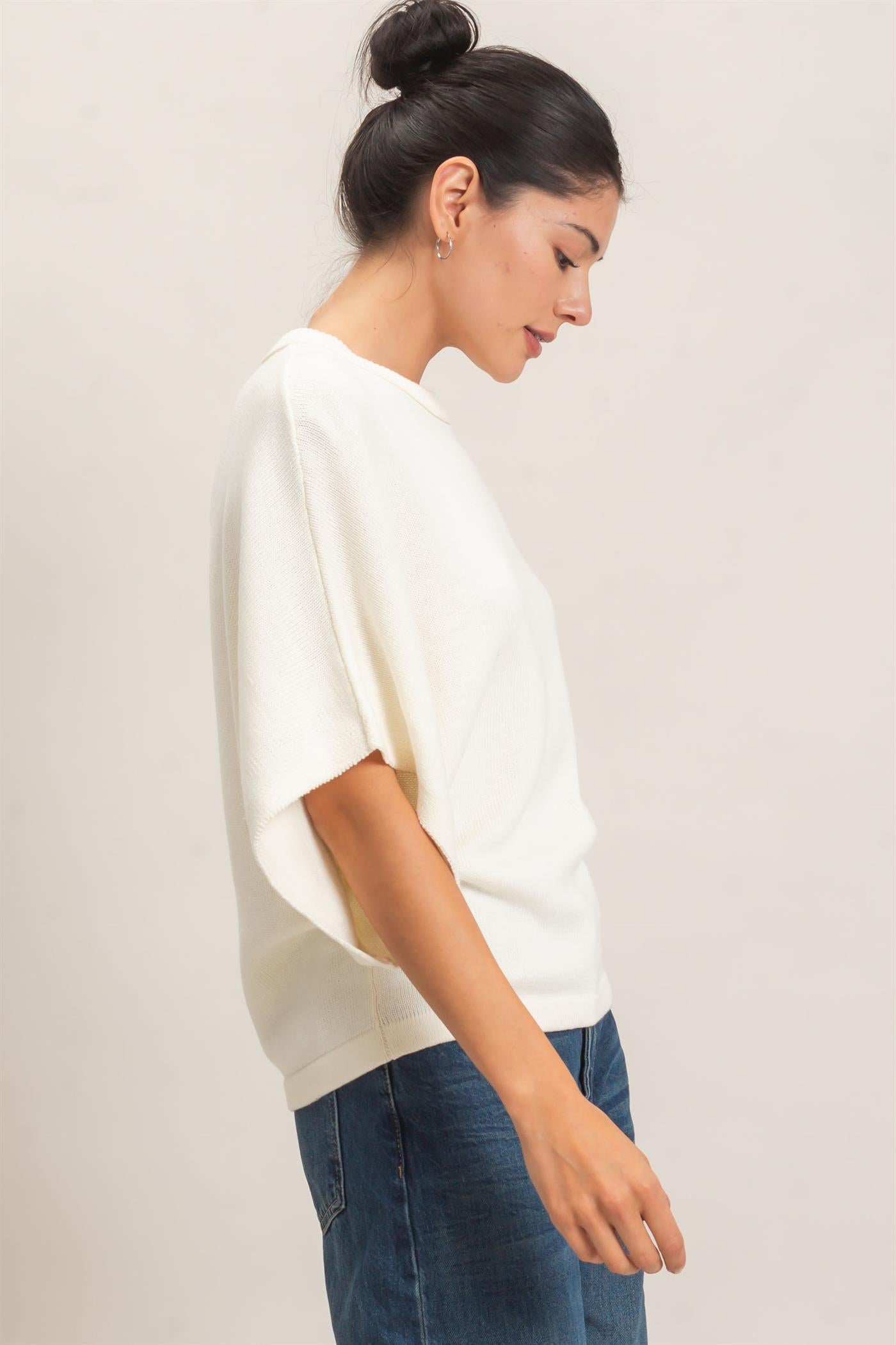 Wholesale Crew Neck Short Sleeve Sweater Sweaters HF26E378 IVORY HYFVE