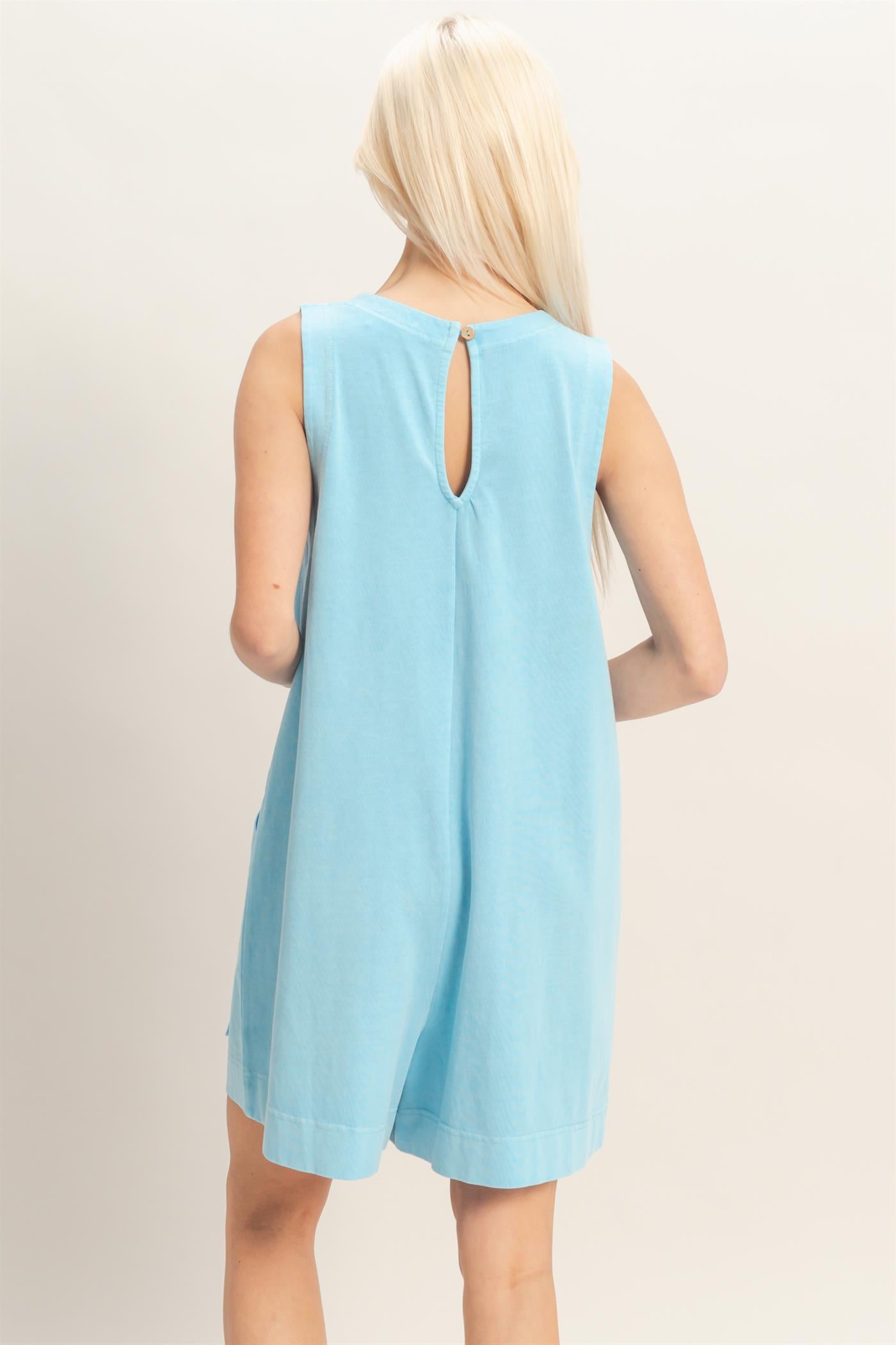 Wholesale Pocket Detail Sleeveless Romper Clothing DZ26A327 BLUE DOUBLE ZERO