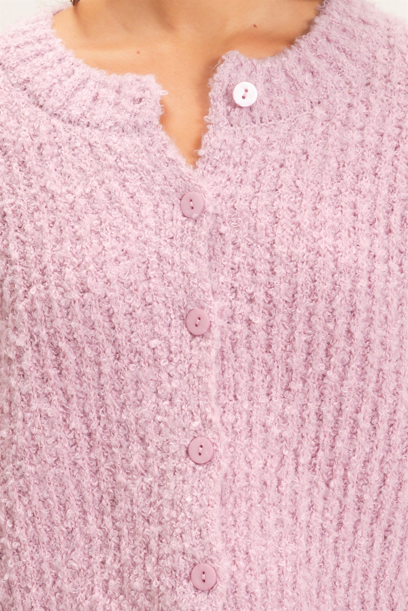 Wholesale Boucle Knit Button Front Cardigan Cardigans DZ26E270 PINK FROST DOUBLE ZERO