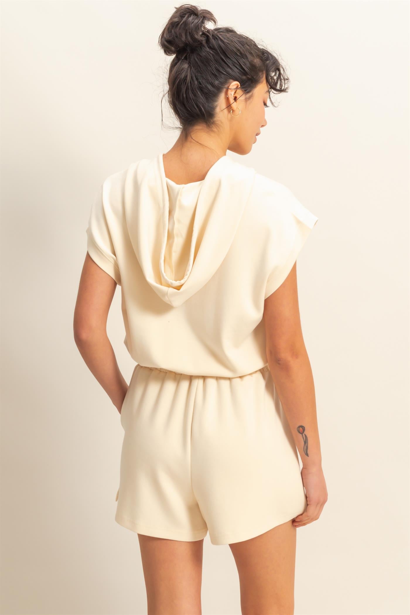 Wholesale Half Zip Hooded Romper Clothing DZ25C640 ALPACA DOUBLE ZERO