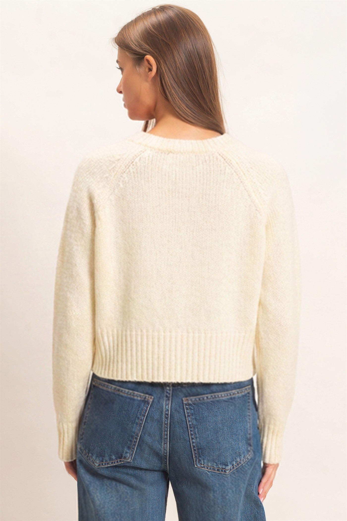 Wholesale V-Neck Cardigan Cardigans DZ26E326 CREAM DOUBLE ZERO