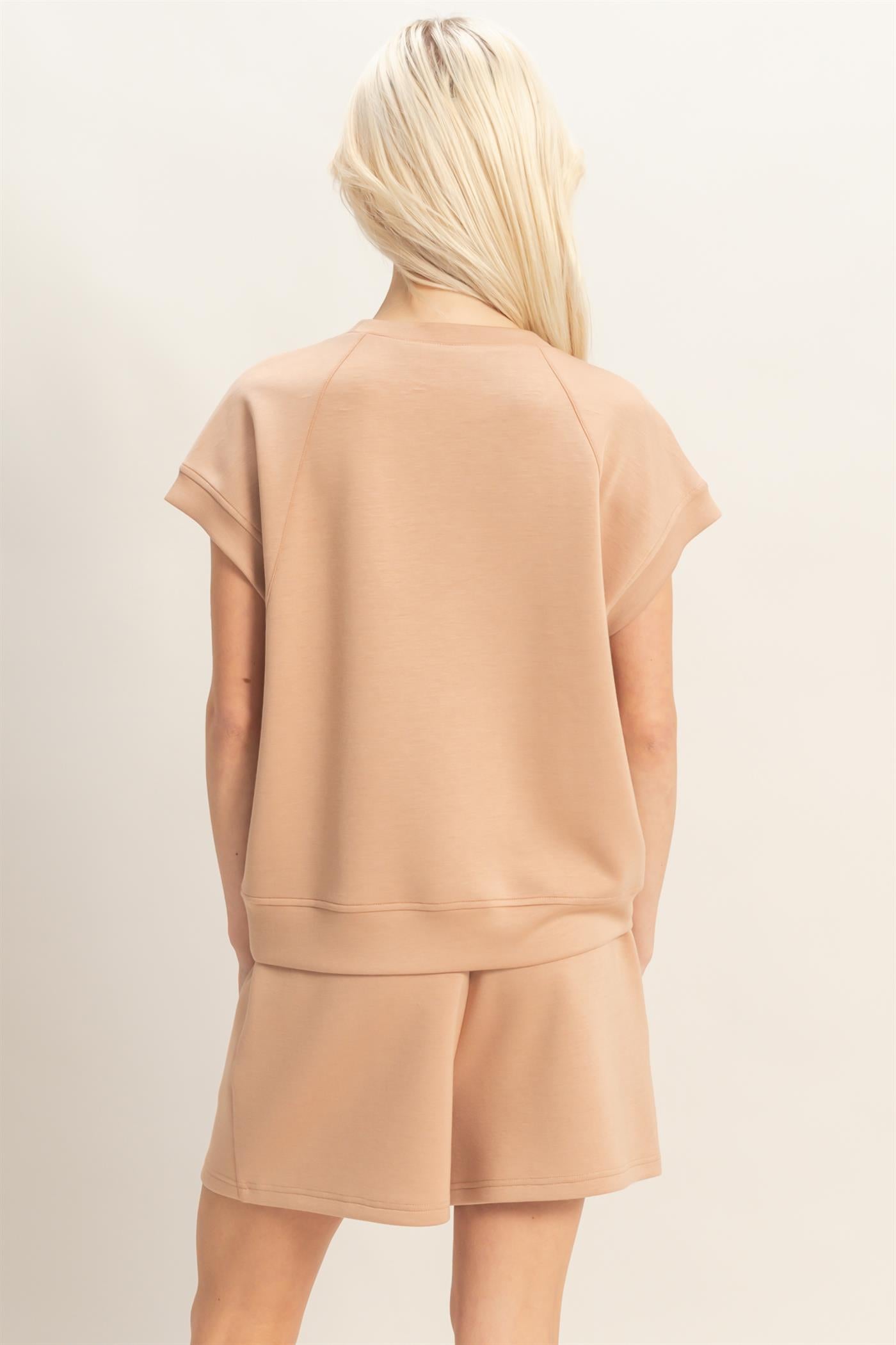 Wholesale Crew Neck Sleeveless Top And Shorts Set Clothing DZ26C575-SET DARK TAUPE DOUBLE ZERO