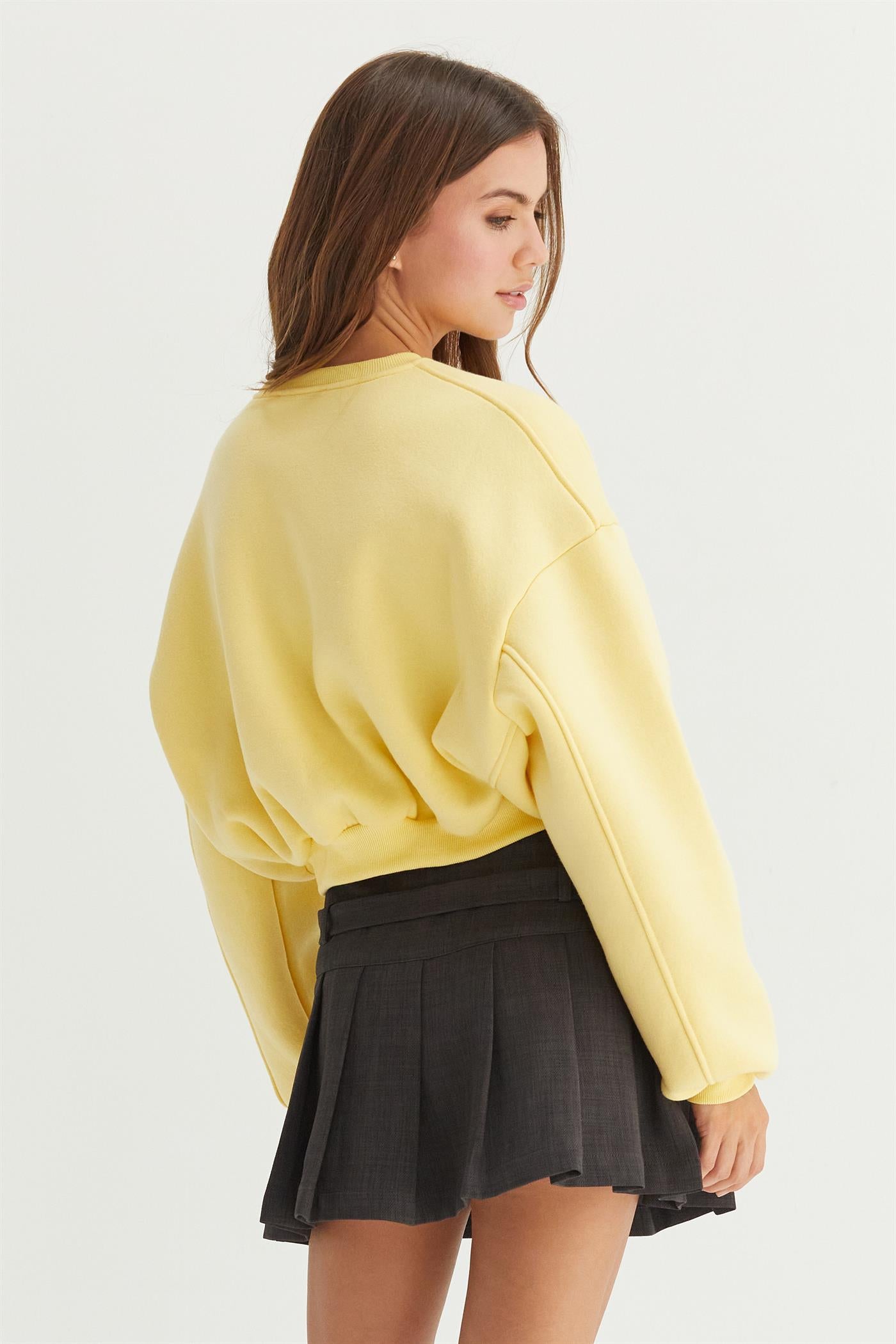 Wholesale Washed French Terry Cropped Sweatshirt Sweatshirts HF24E983 EGGNOG HYFVE