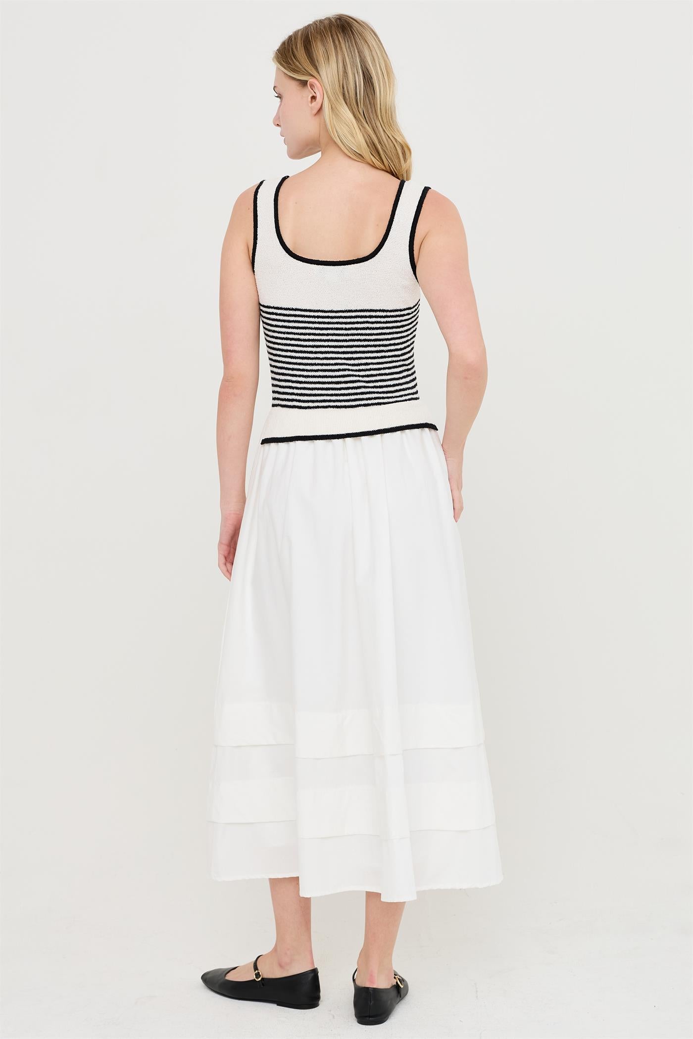 Wholesale Striped Knit Scoop Neck Dress Dresses HF26A338 CREAM HYFVE