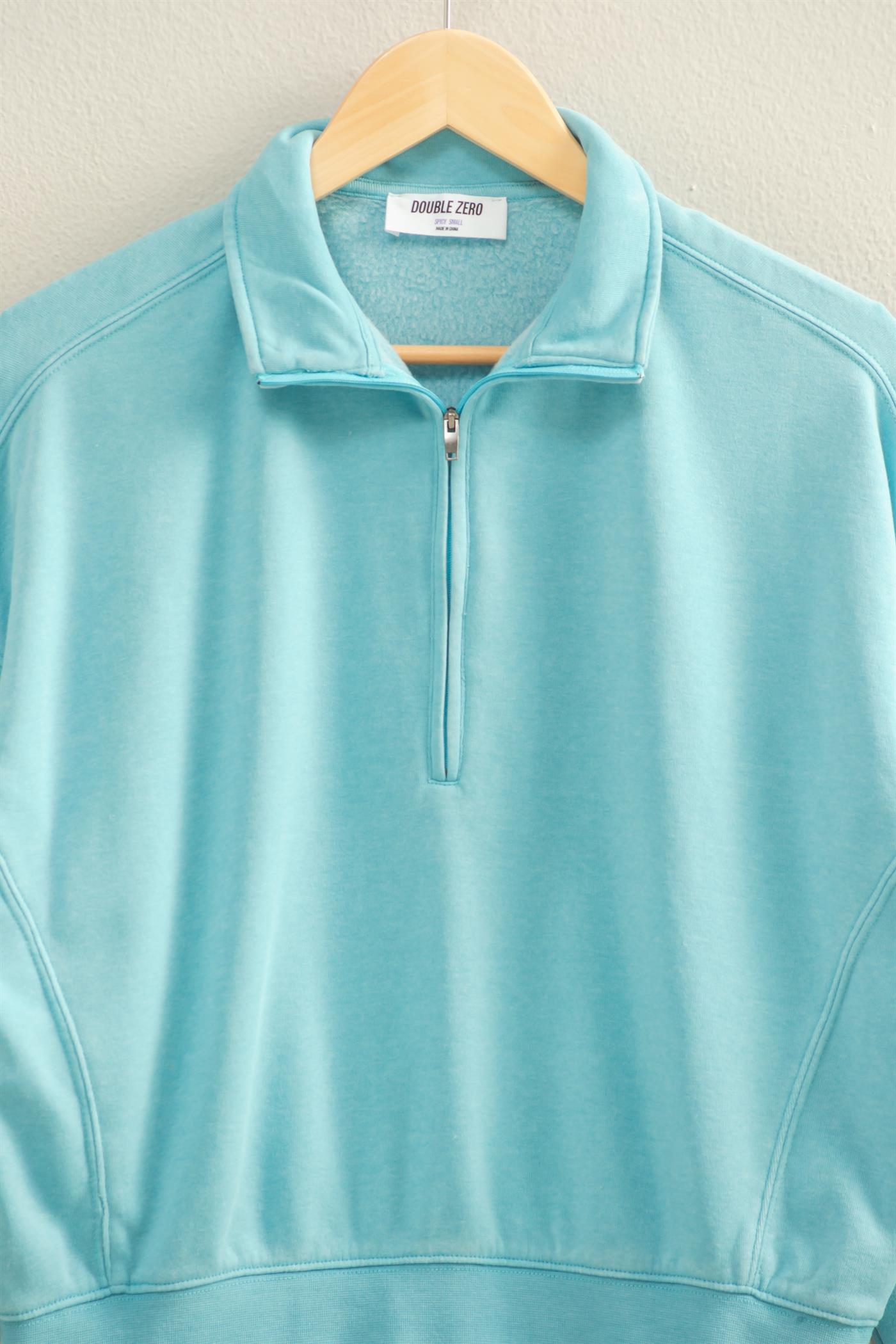 Wholesale Love This Way Half-Zip Sweatshirt Sweatshirts DZ25C908 SKY BLUE DOUBLE ZERO