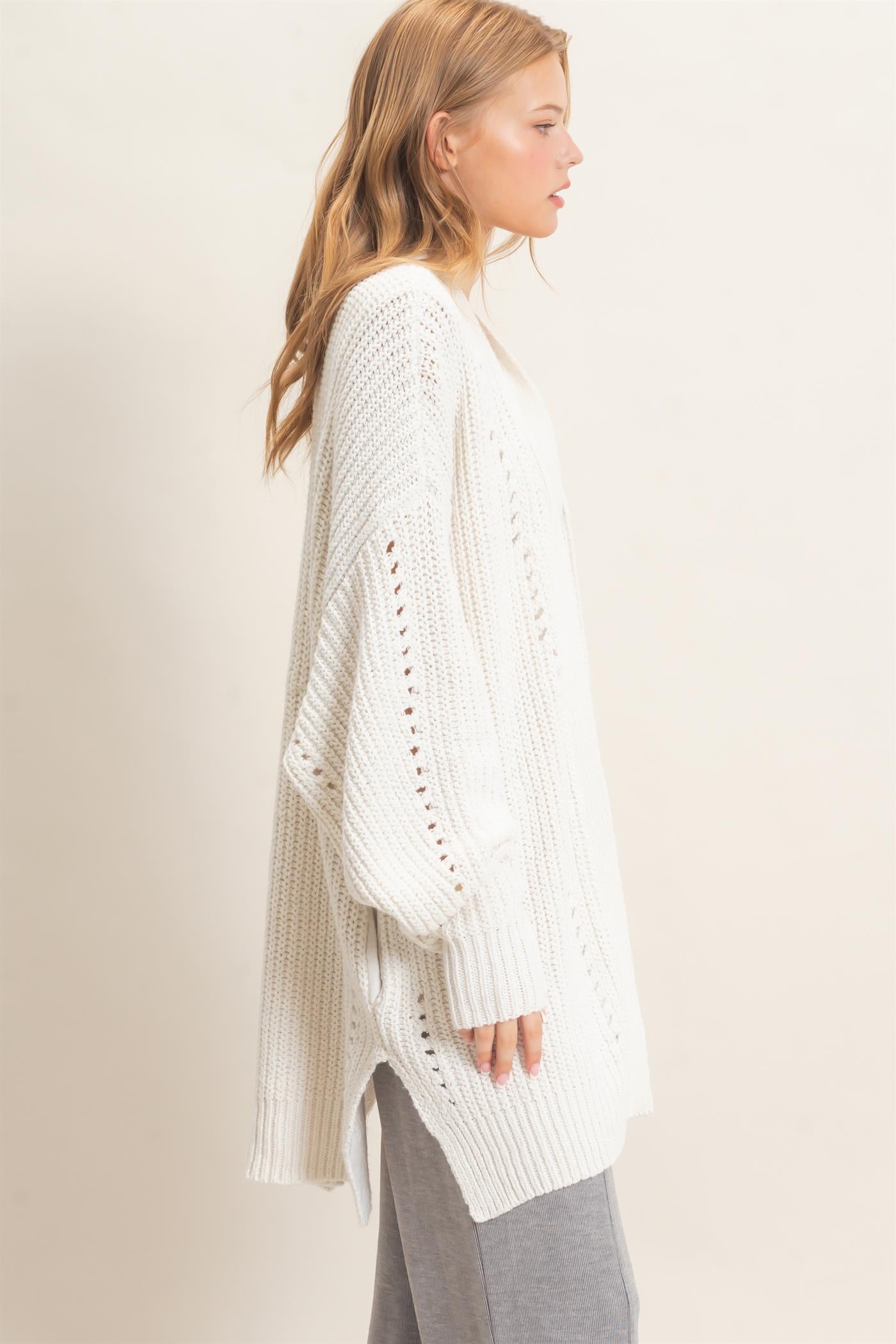 Wholesale Open-Front Cardigan Cardigans HF26C410 IVORY HYFVE