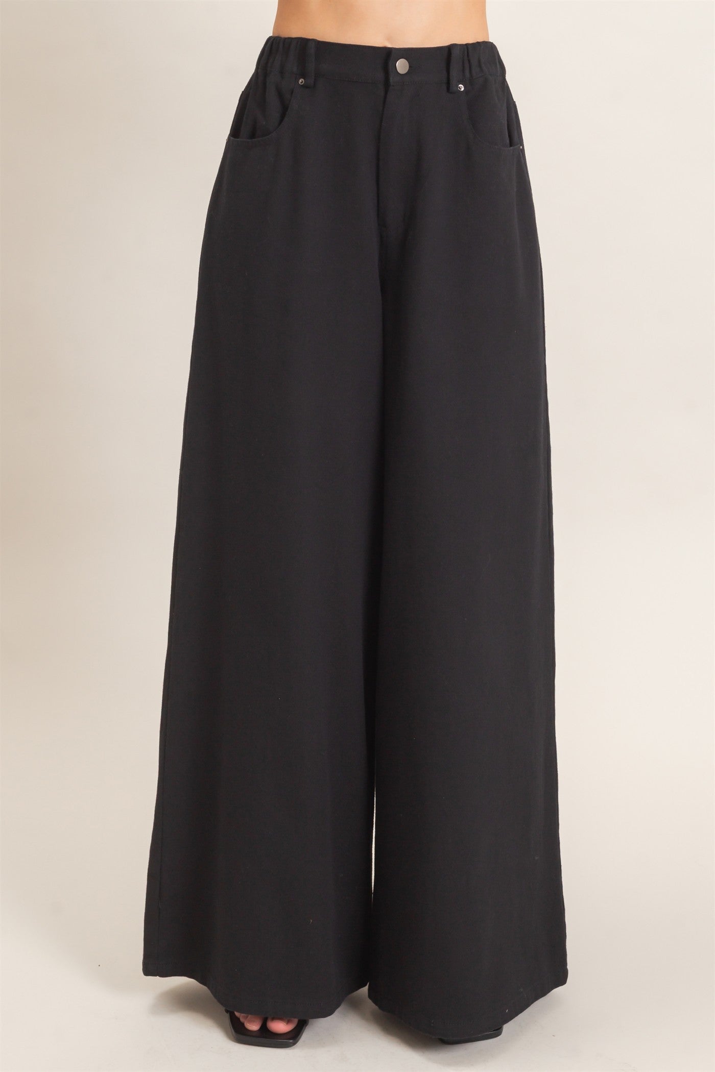 Wholesale Wide-Leg High-Rise Pants Pants HF26F222-D BLACK HYFVE