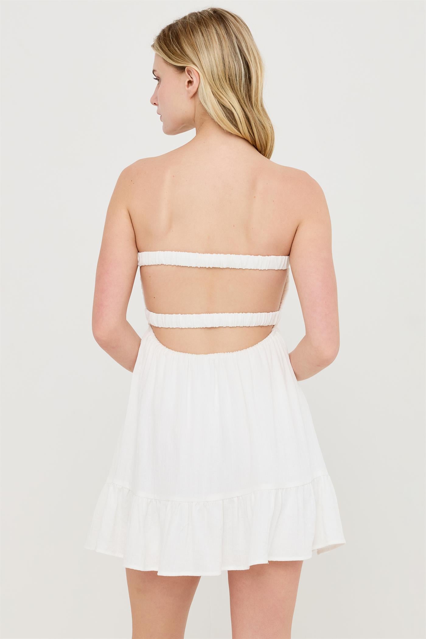 Wholesale Twist Front Mini Dress Dresses HF26C118-D WHITE HYFVE