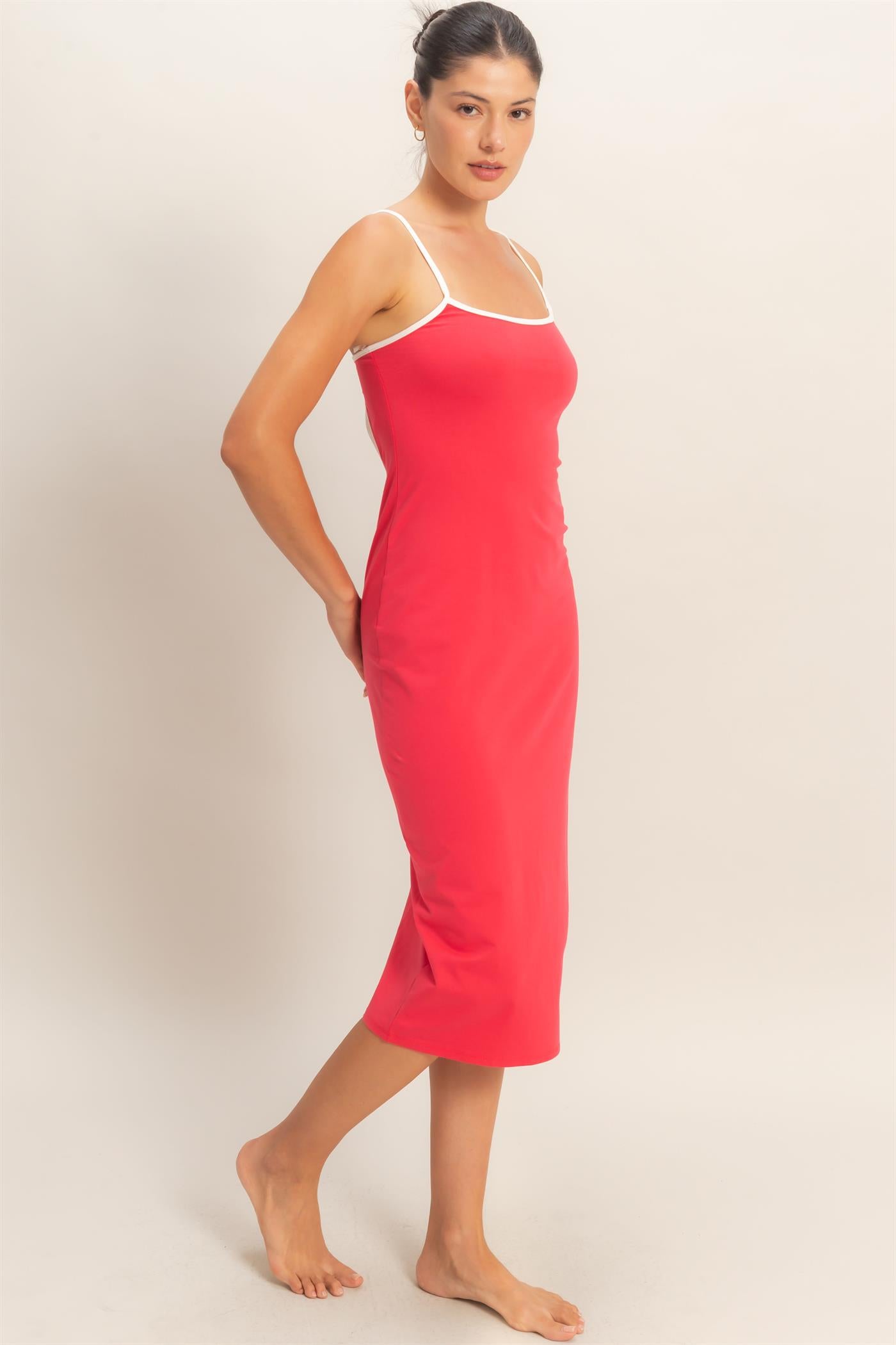 Wholesale Spaghetti Strap Bodycon Dress Dresses HF26A637 TOMATO HYFVE