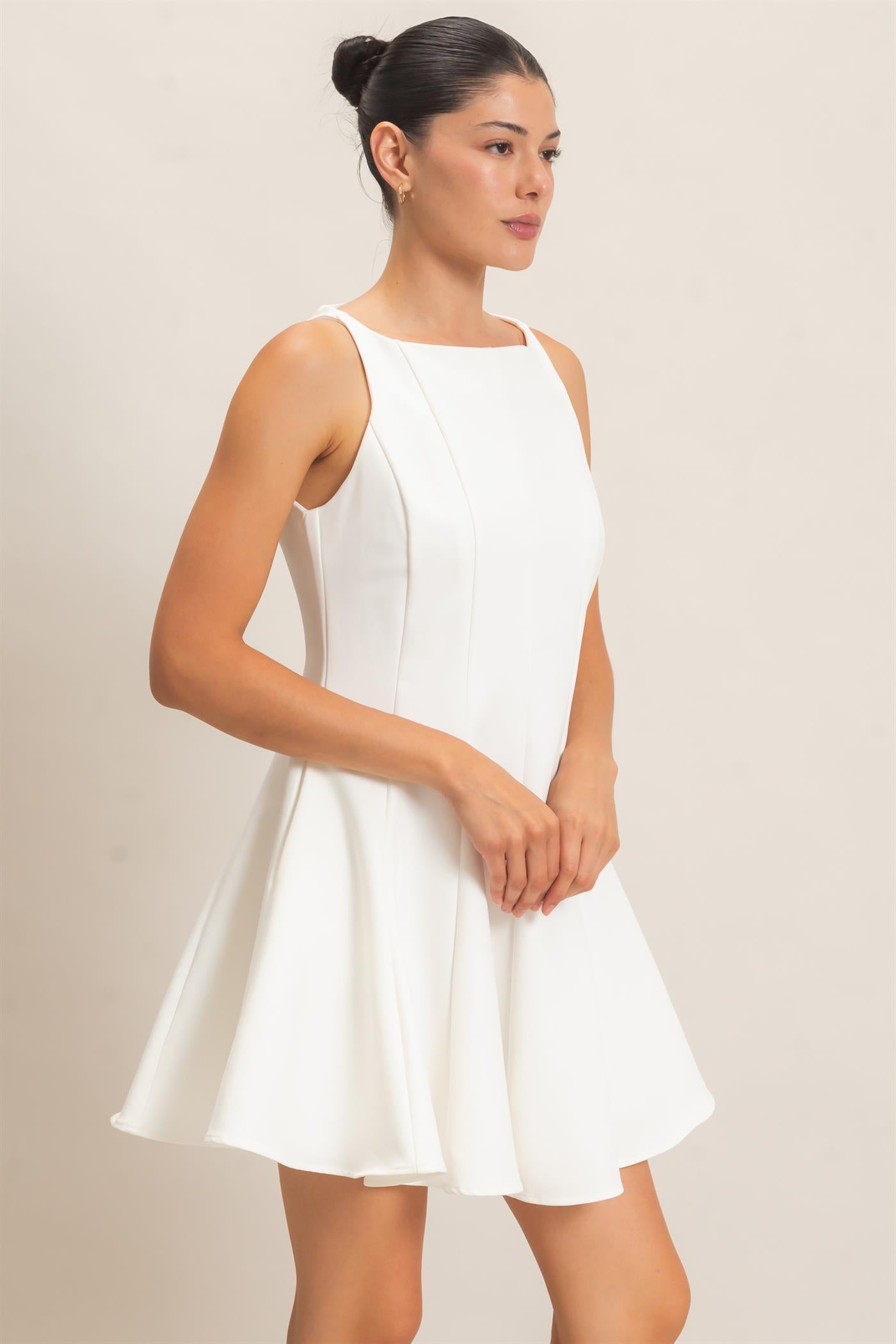 Wholesale Sleeveless Fit And Flare Dress Dresses HF26F217 WHITE HYFVE