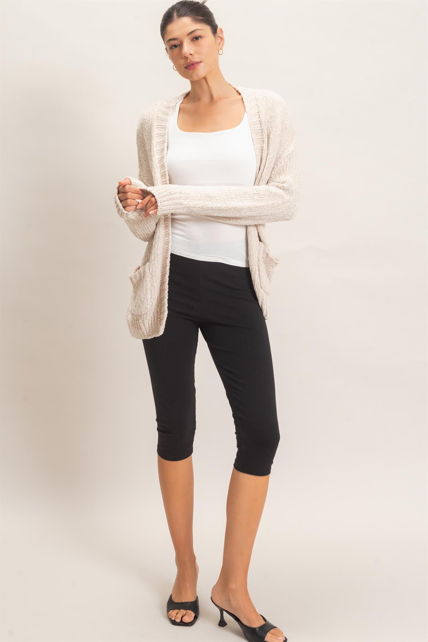 Wholesale Patch Pocket Chenille Cardigan Cardigans HF26E839 SAND HYFVE