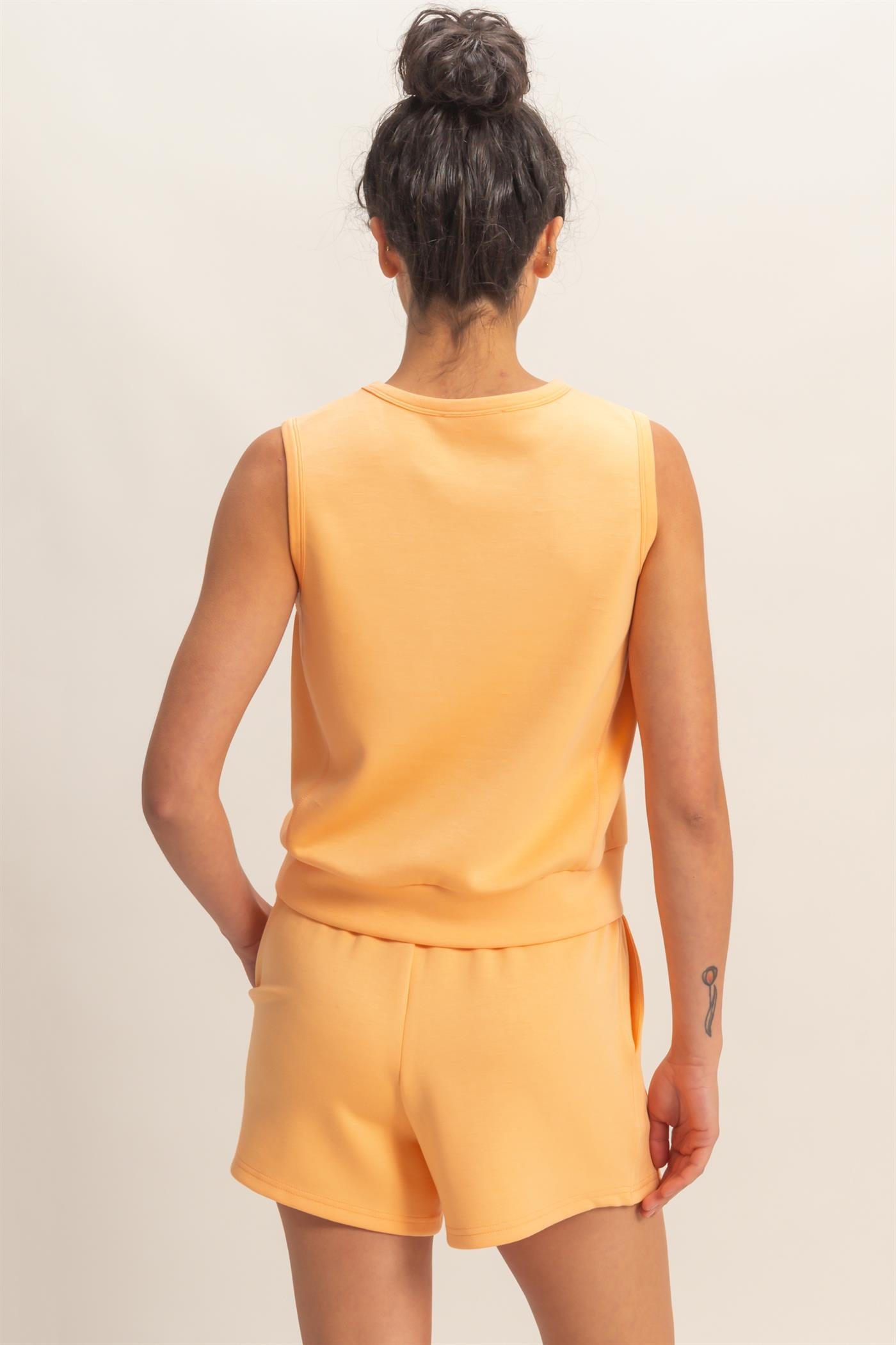 Wholesale Sleeveless Crew Neck Top Clothing Tops DZ26C709 APRICOT DOUBLE ZERO