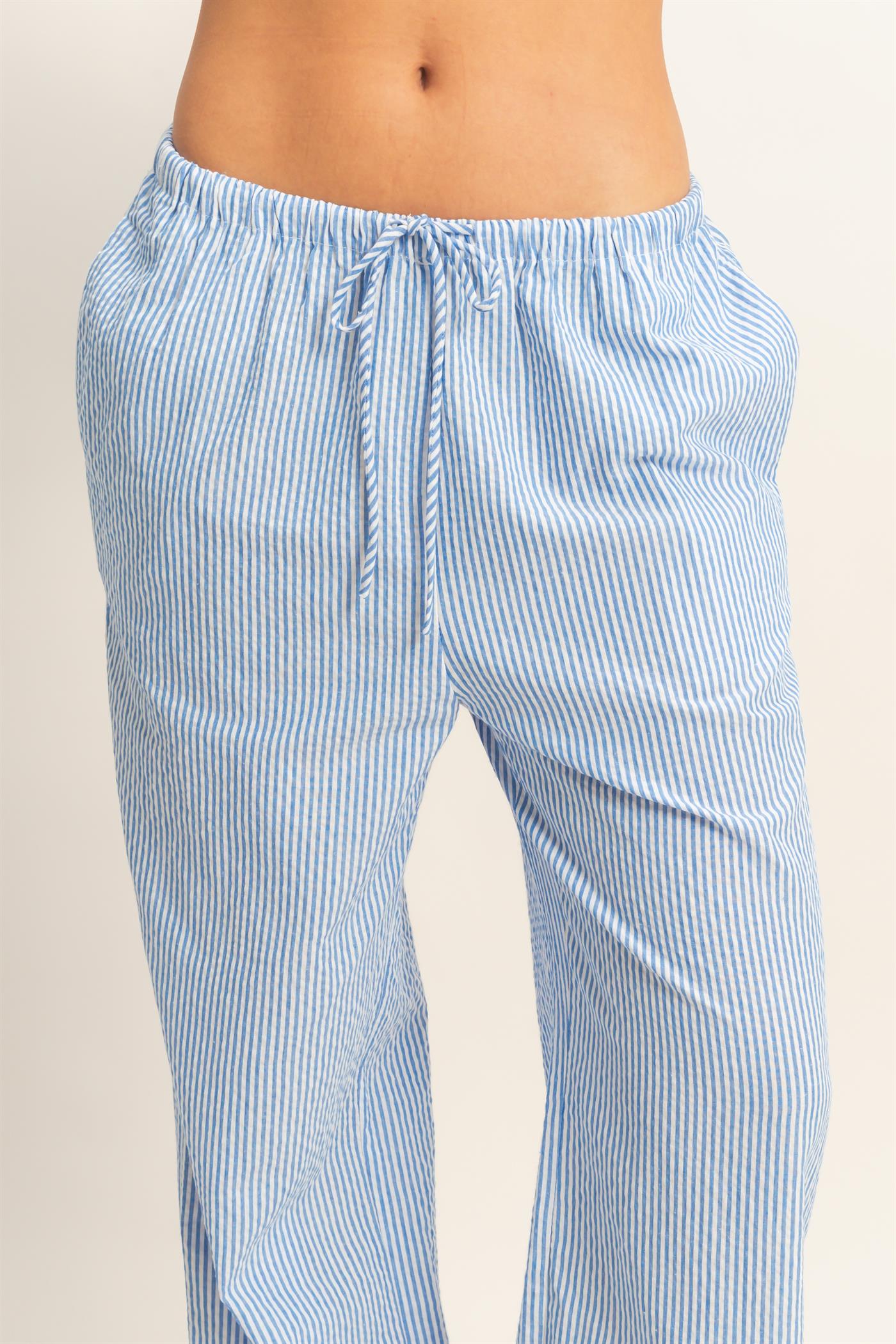 Wholesale Striped Wide Leg Pants Pants DZ26A752 BLUE DOUBLE ZERO