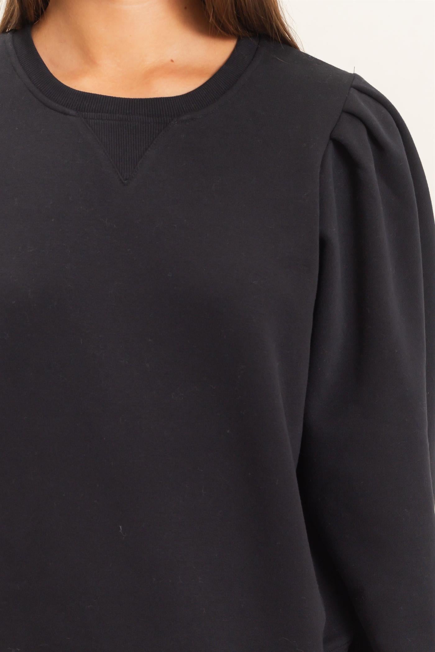 Wholesale Puff Sleeve Crew Neck Sweatshirt Sweatshirts DZ26E110 BLACK DOUBLE ZERO