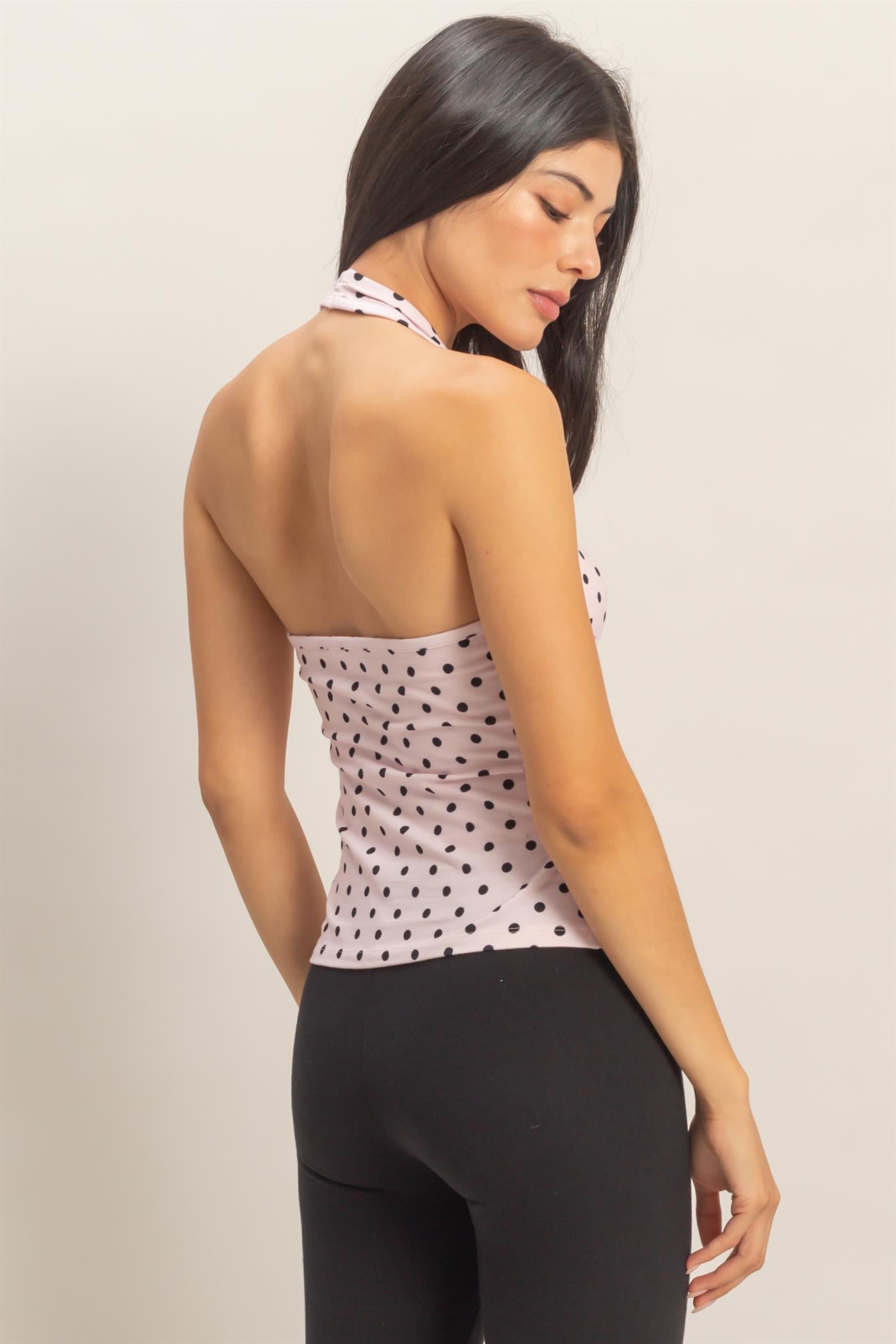 Wholesale Polka Dot Halter Top Clothing Tops DZ26C384 PINK DOUBLE ZERO