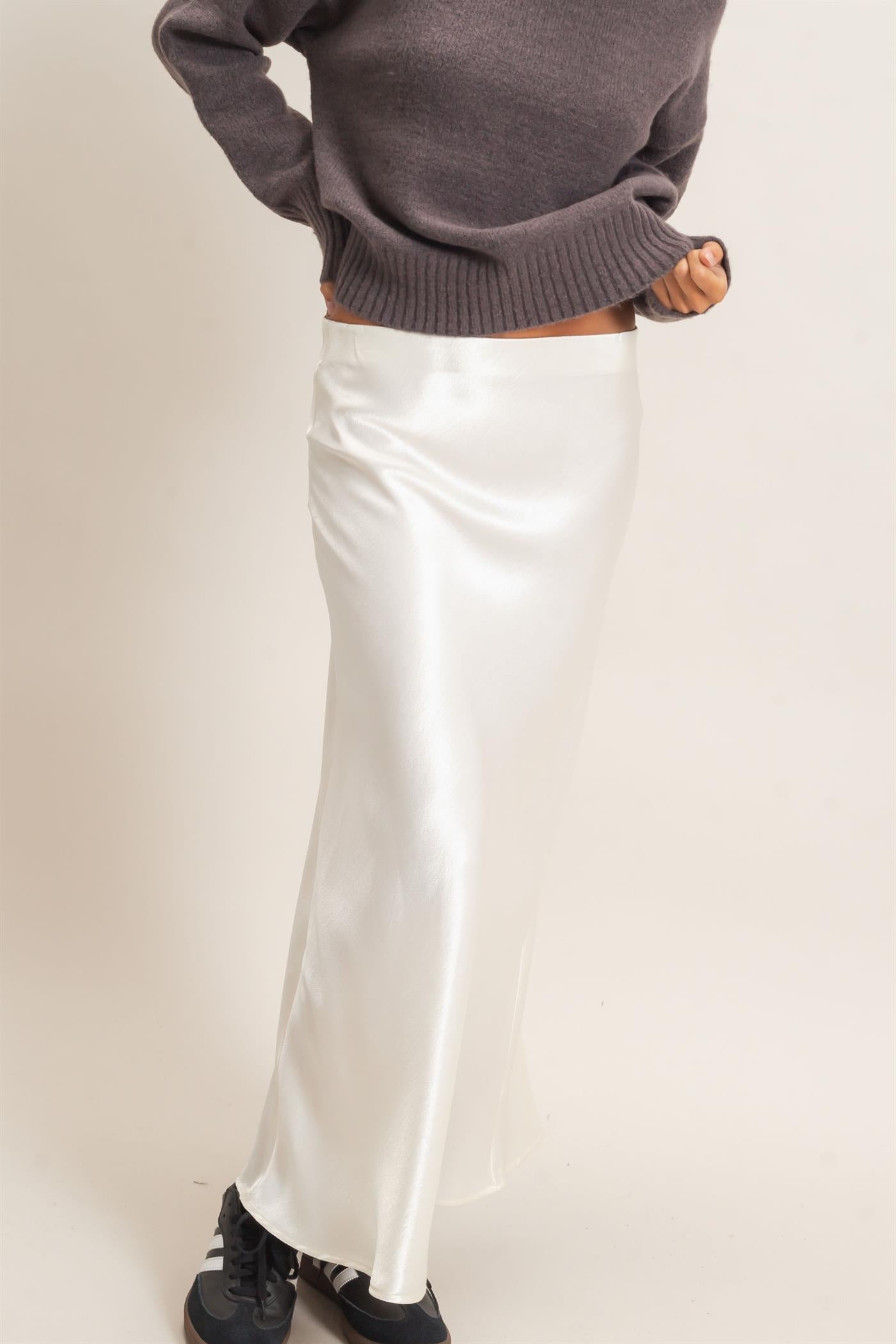 Wholesale Satin Midi Skirt Skirts DZ26C962 CREAM DOUBLE ZERO