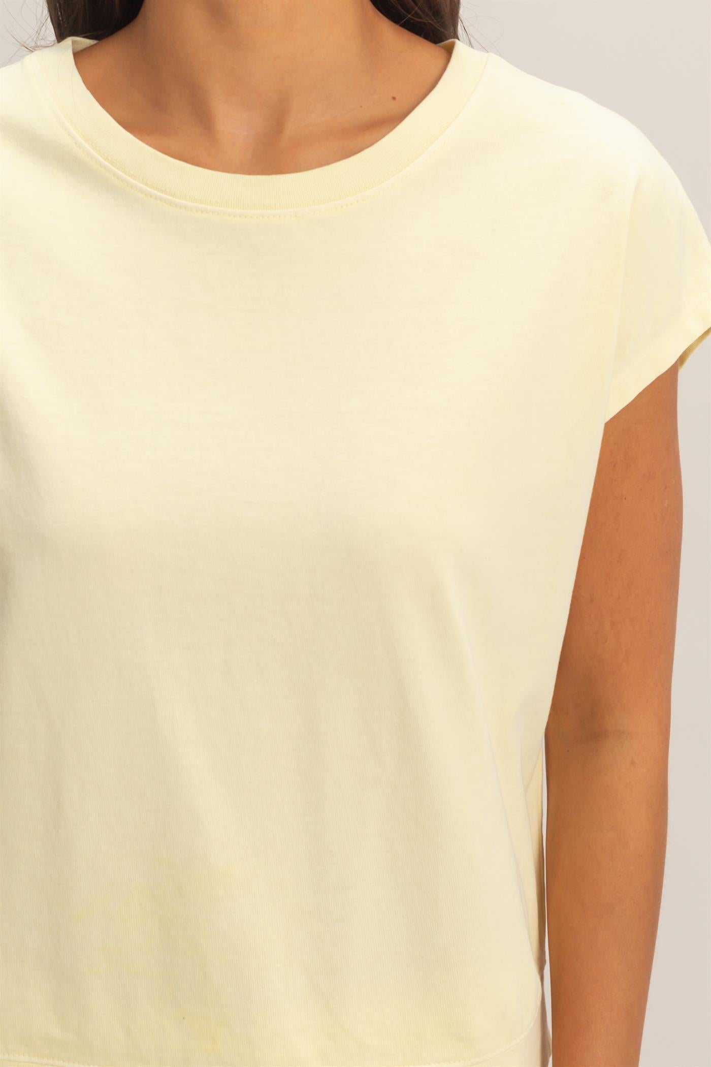 Wholesale Sleeveless Crew Neck Top and Shorts Set Clothing DZ26A028-SET PALE YELLOW DOUBLE ZERO