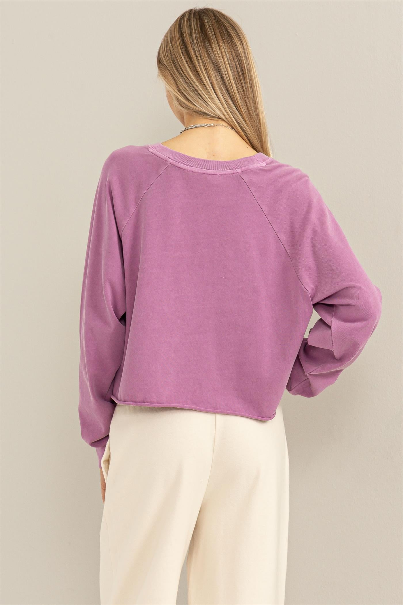 Wholesale Raglan Long Sleeve Top Clothing Tops DZ23G286 VINTAGE PLUM DOUBLE ZERO