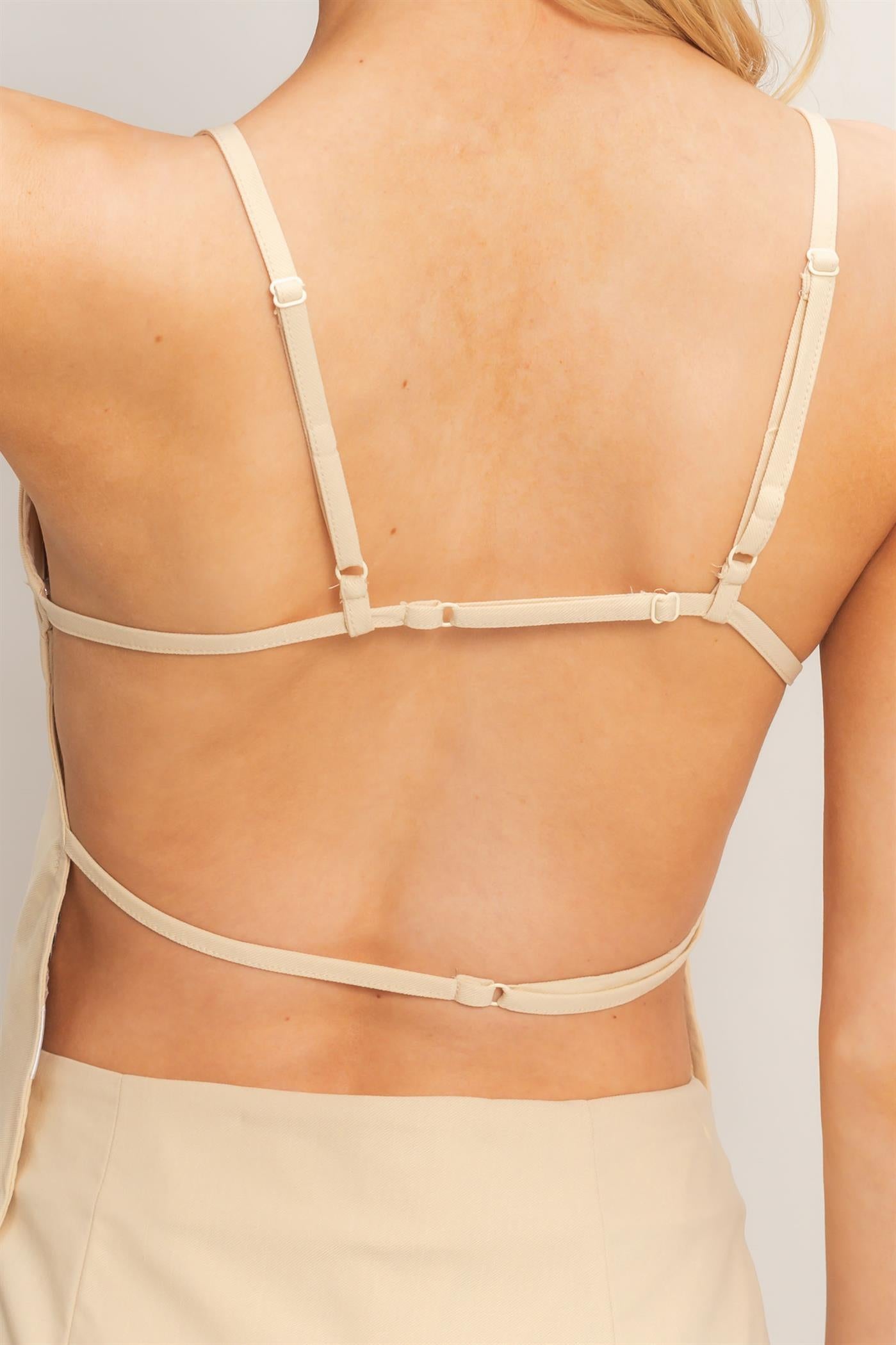 Wholesale Strappy Straight Neck Top & Skort Clothing HF26C894-SET SAND HYFVE