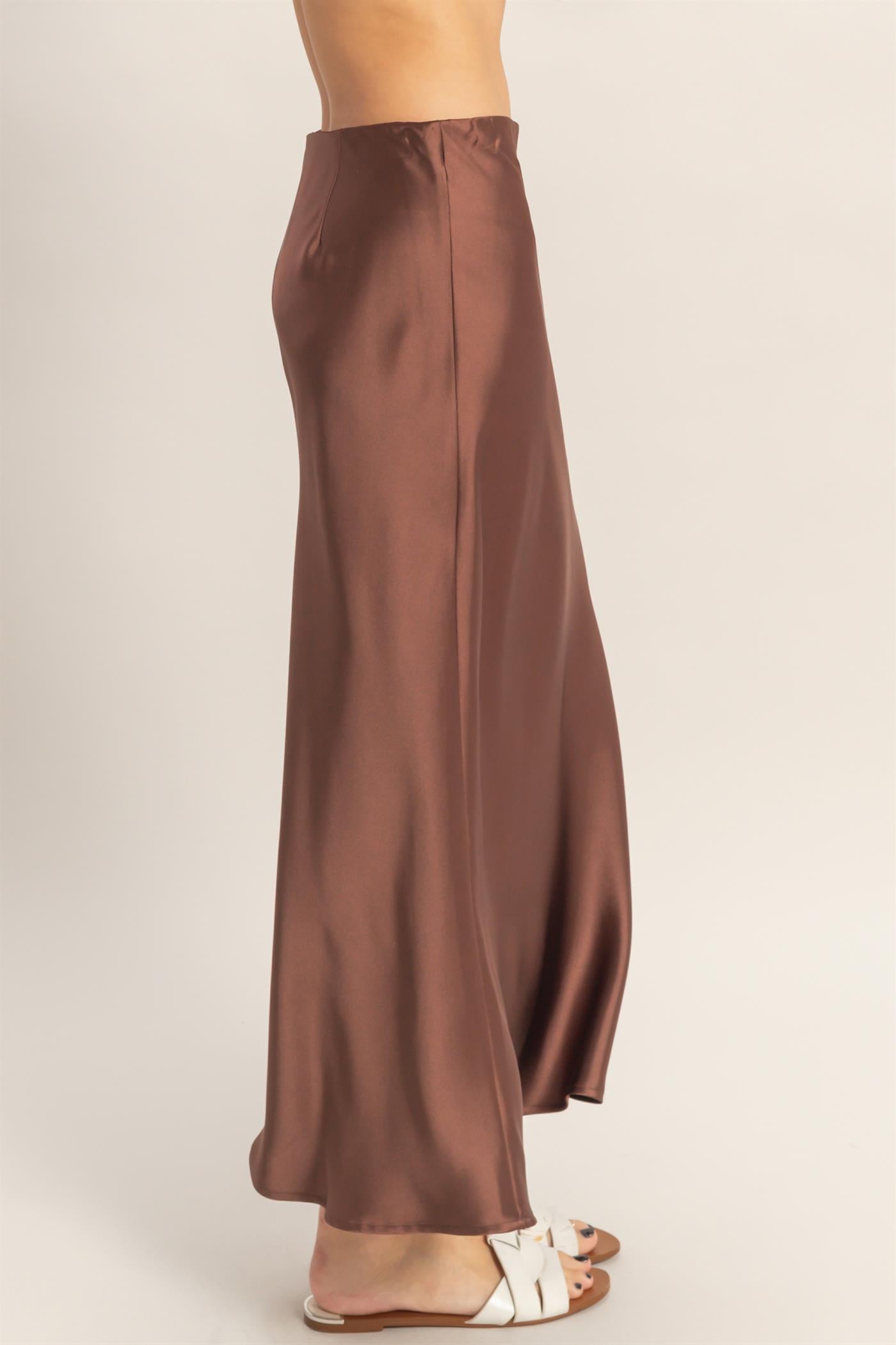 Wholesale Satin Midi Skirt Skirts DZ26A050 CHOCOLATE DOUBLE ZERO