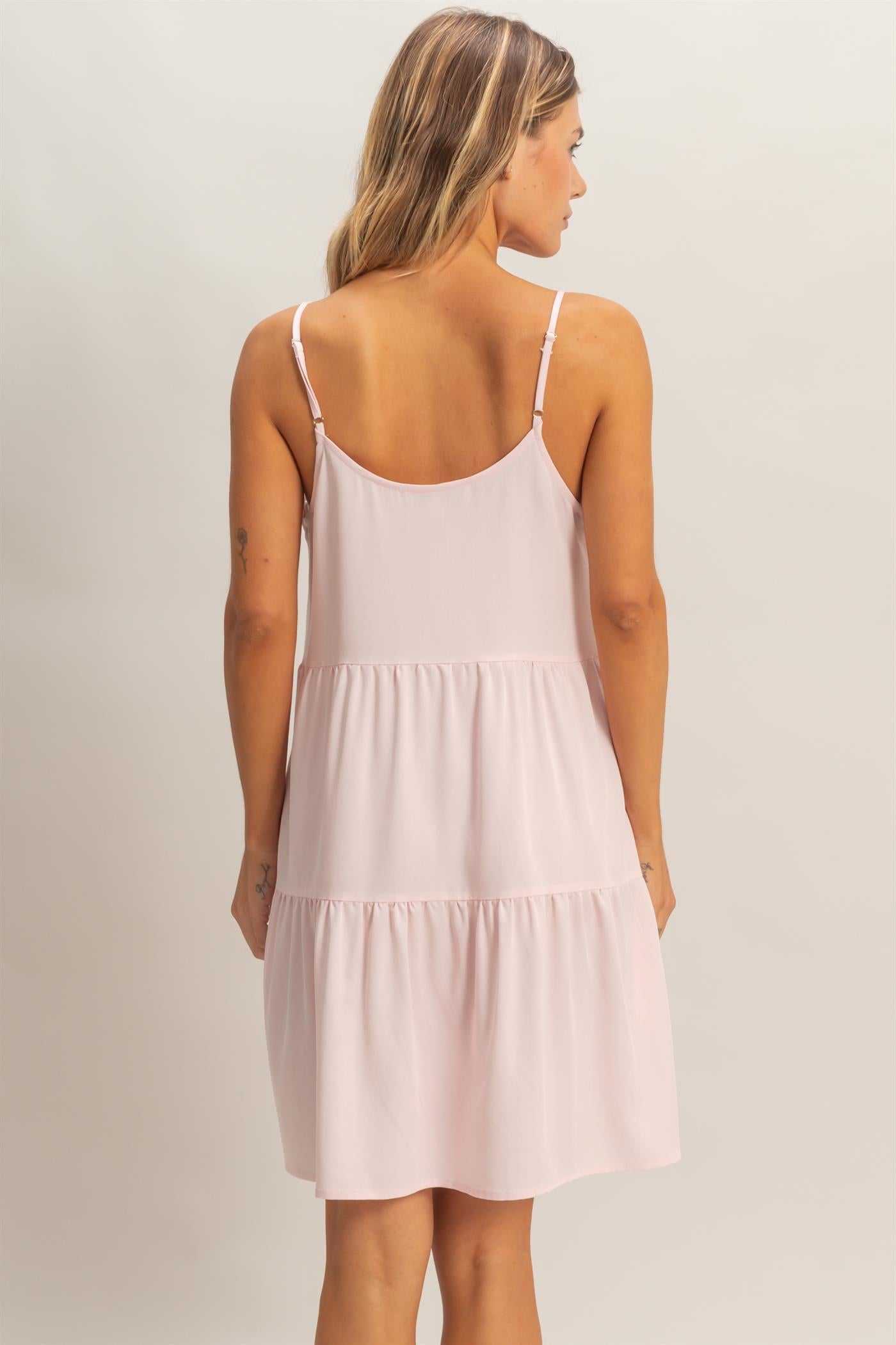 Wholesale Tiered Spaghetti Strap Dress Dresses HF26E426-D L.PINK HYFVE