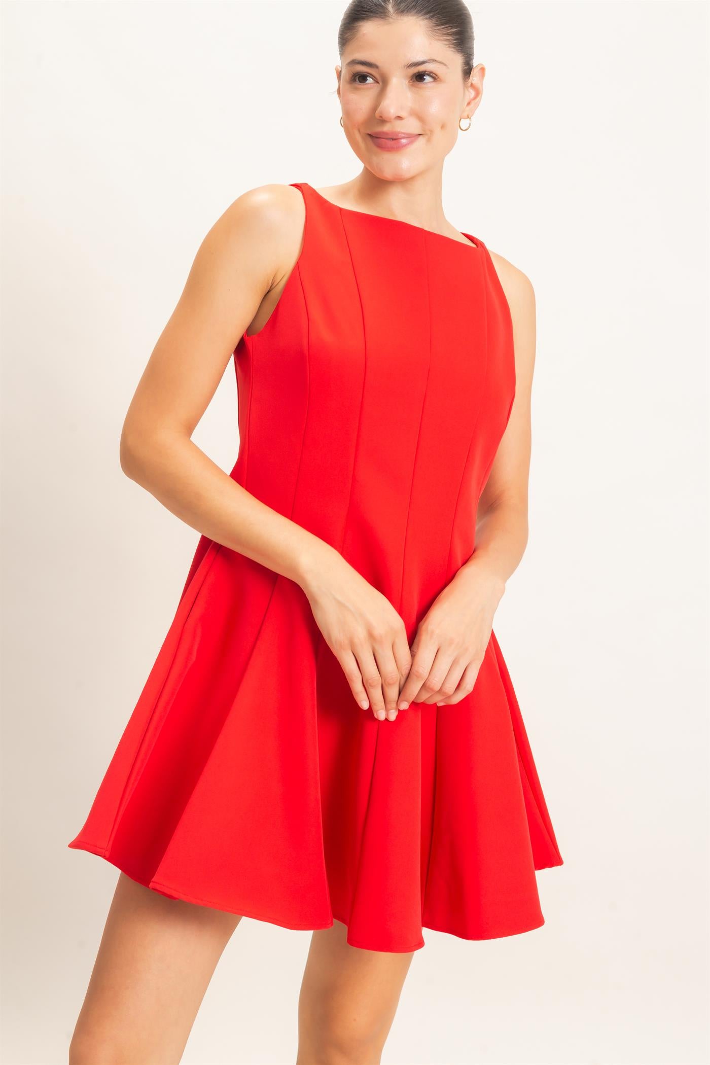 Wholesale Sleeveless Fit And Flare Dress Dresses HF26F217 RED HYFVE