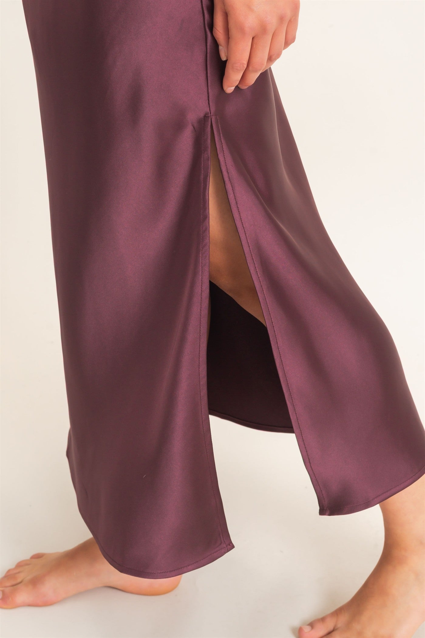 Wholesale Satin V-Neck Slip Dress Dresses DZ26E262 DARK CHERRY DOUBLE ZERO