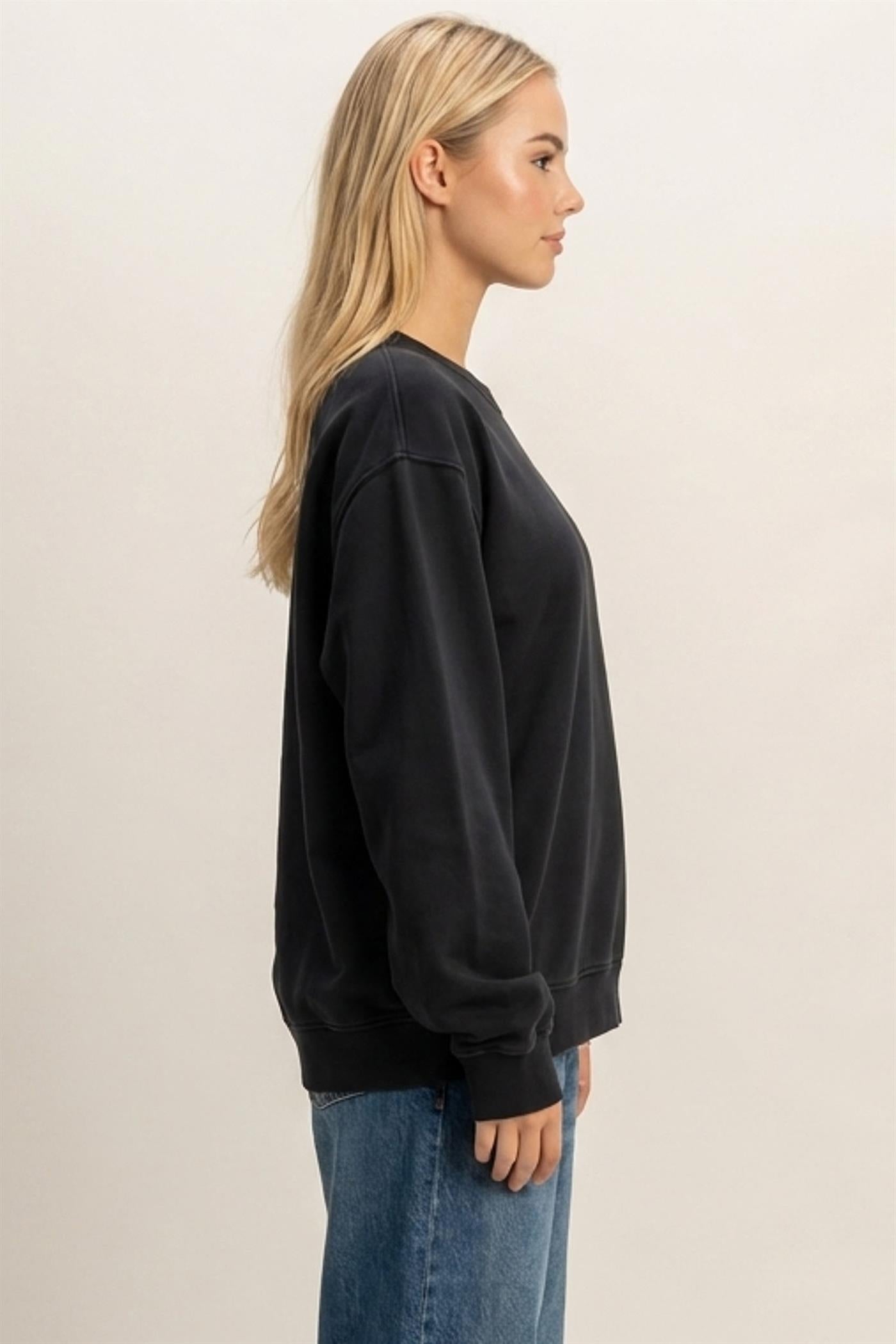 Wholesale Mineral Wash Crew Neck Sweatshirt Sweatshirts DZ26E990 BLACK DOUBLE ZERO