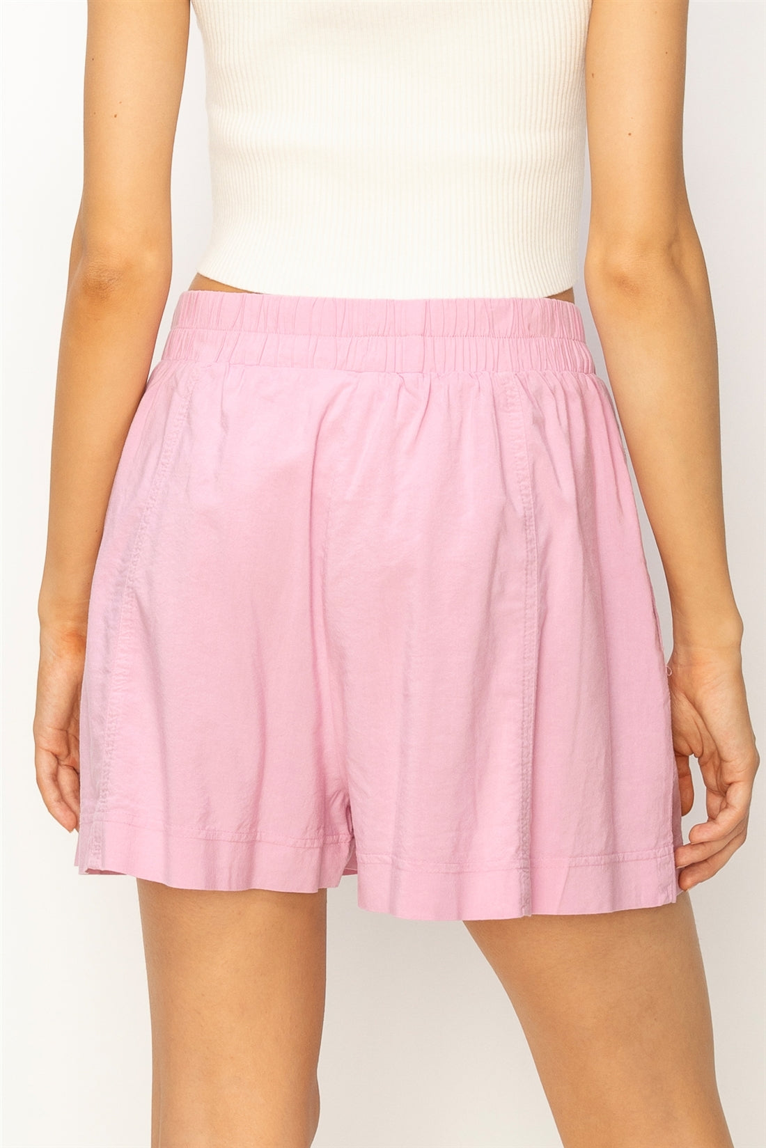 Wholesale Seam Detail High Waist Shorts Shorts DZ24A421 PINK DOUBLE ZERO